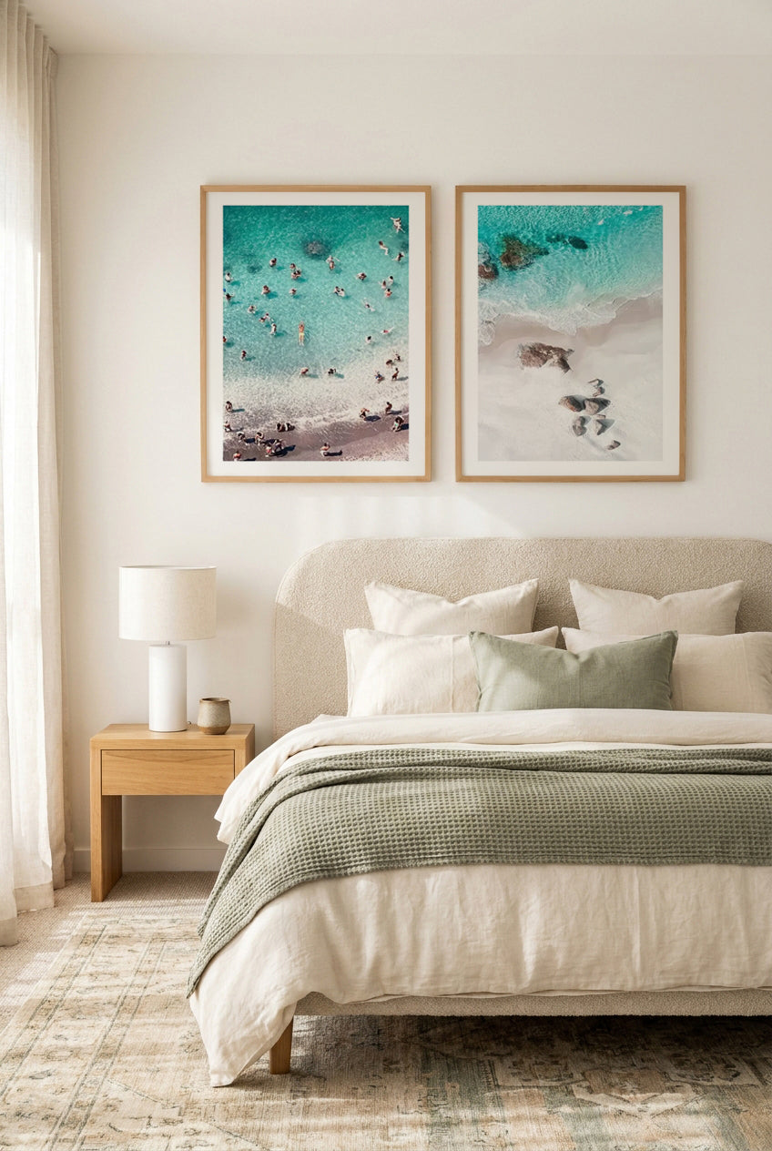 Amalfi Days & Footprints in the Sand Art Print Set of 2 | Matching Wall Art