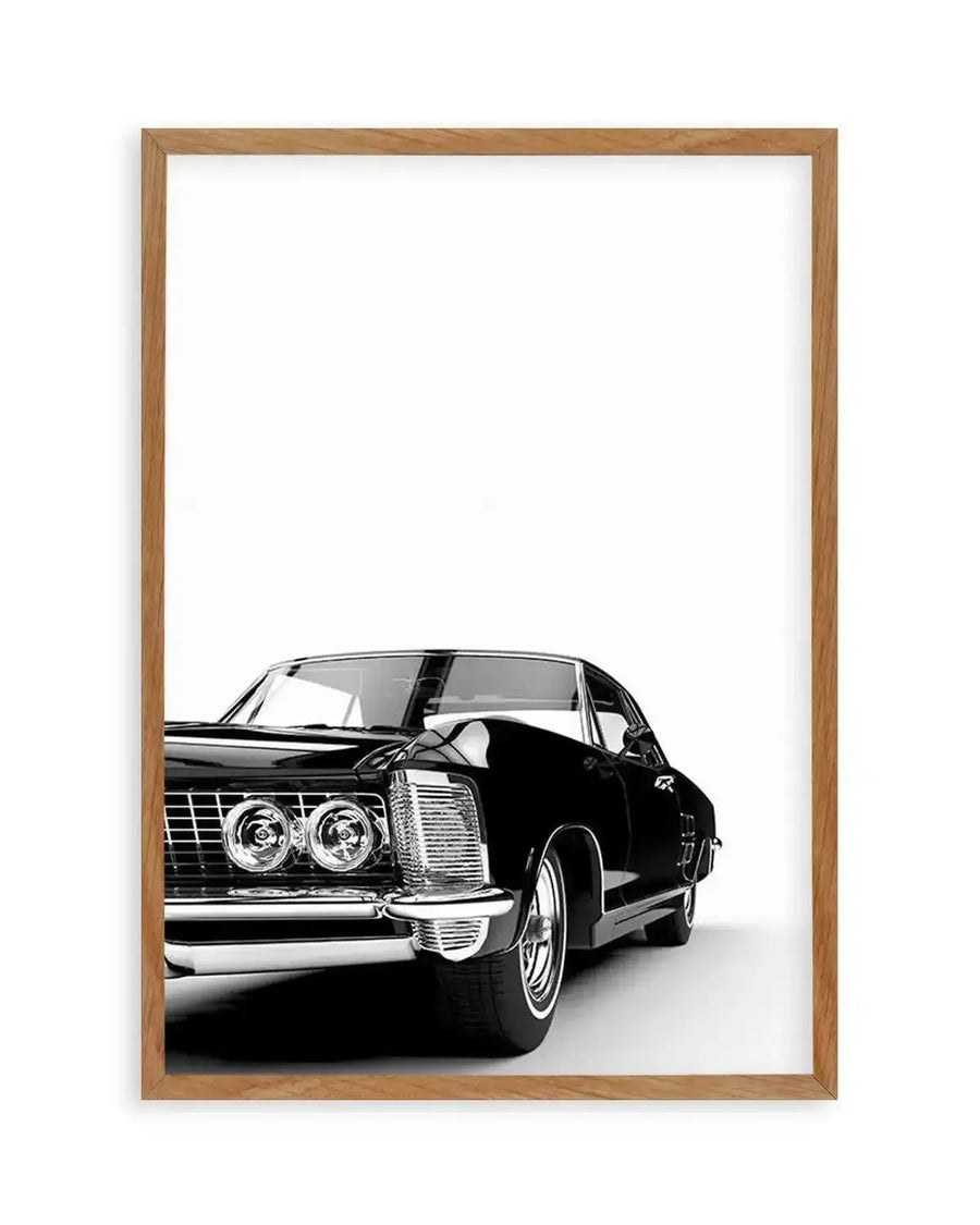 American Muscle Car Art Print black black & white vintage art print
