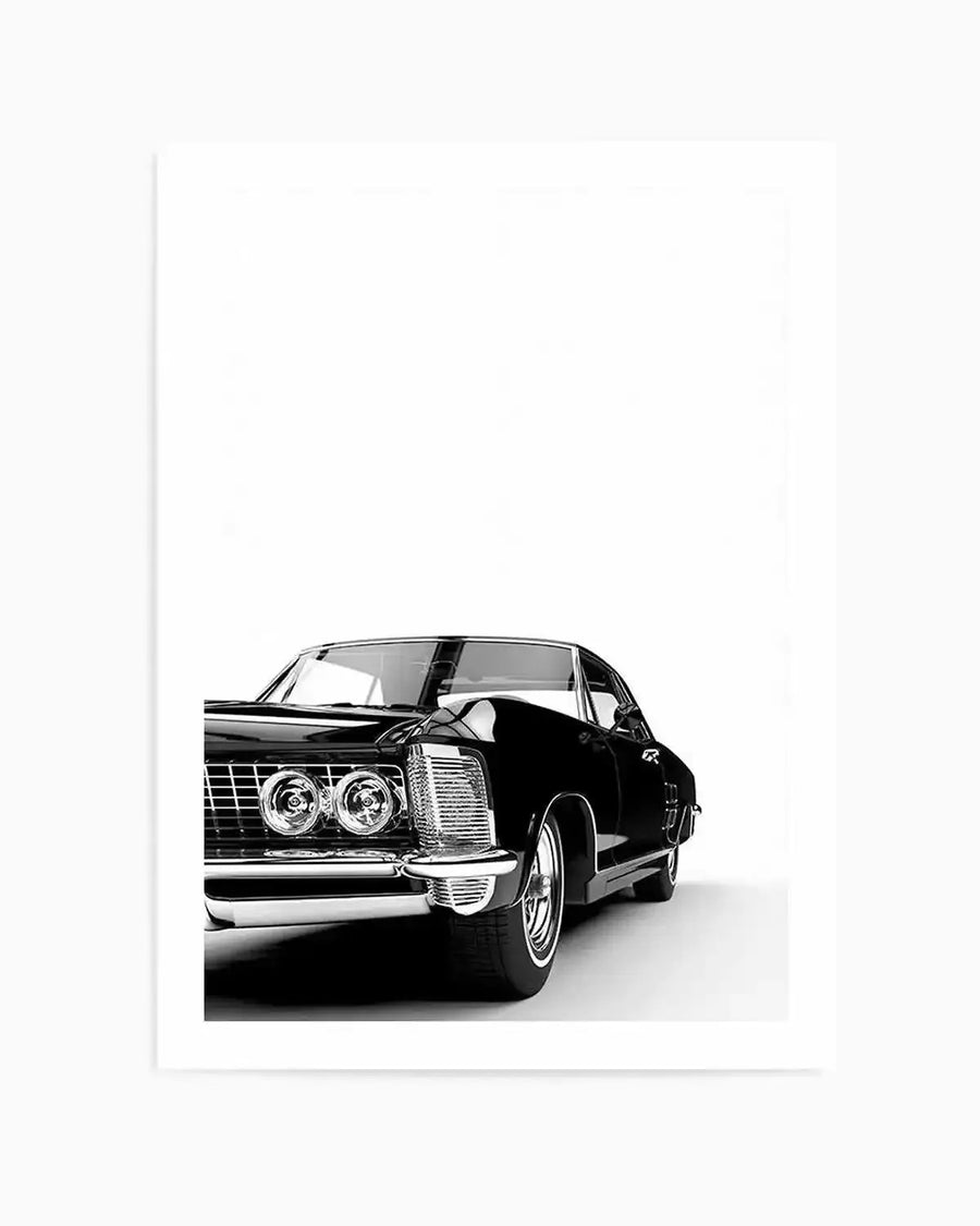 American Muscle Car Art Print black black & white vintage art print