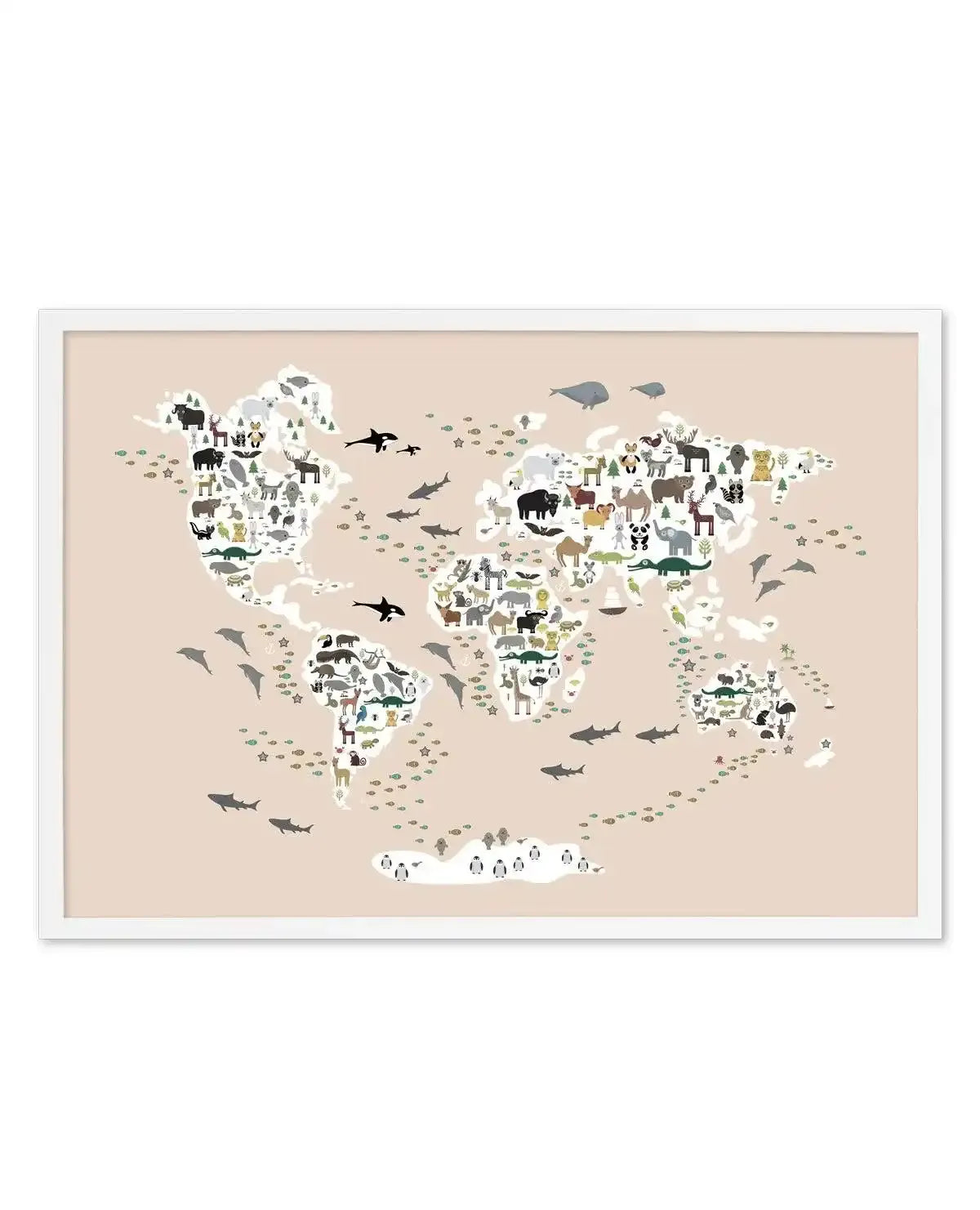 Animals of the World | Beige Art Print-PRINT-Olive et Oriel-Olive et Oriel-A5 | 5.8" x 8.3" | 14.8 x 21cm-White-With White Border-Buy-Australian-Art-Prints-Online-with-Olive-et-Oriel-Your-Artwork-Specialists-Austrailia-Decorate-With-Coastal-Photo-Wall-Art-Prints-From-Our-Beach-House-Artwork-Collection-Fine-Poster-and-Framed-Artwork