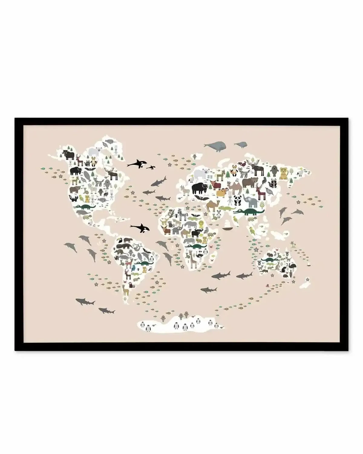 Animals of the World | Beige Art Print from Olive et Oriel where you can shop wallpaper and artworks online