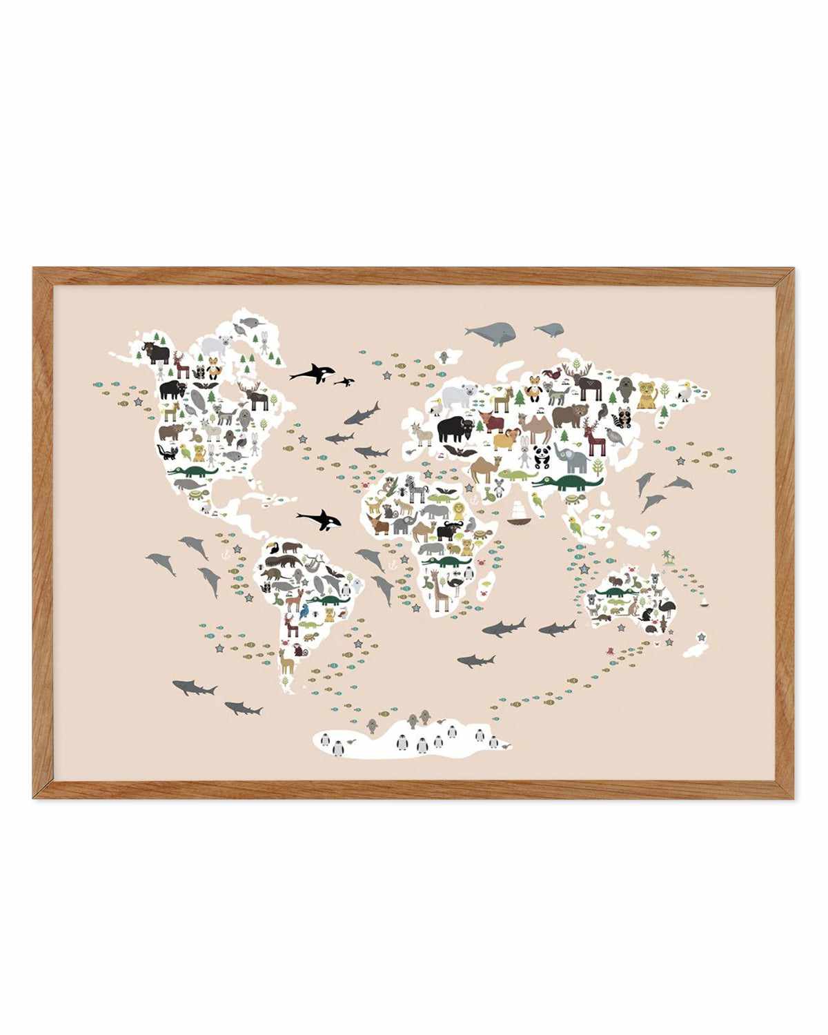 Animals of the World | Beige Art Print