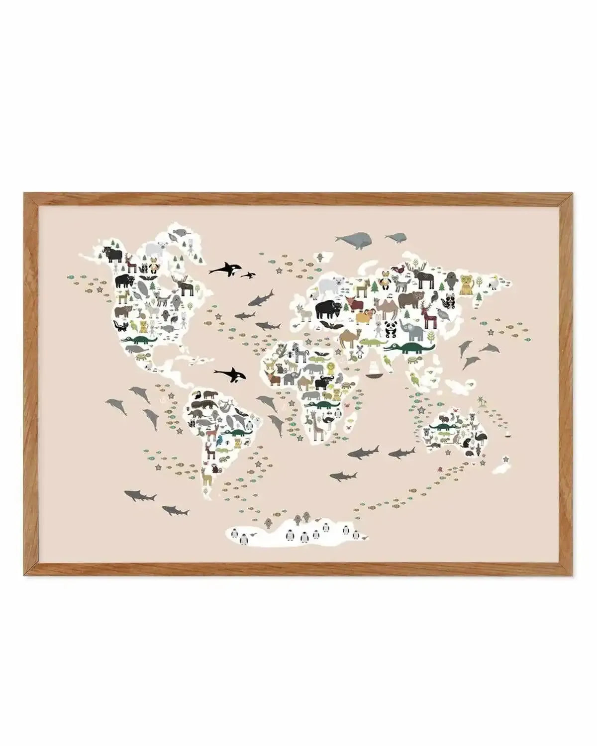 Animals of the World | Beige Art Print from Olive et Oriel where you can shop wallpaper and artworks online