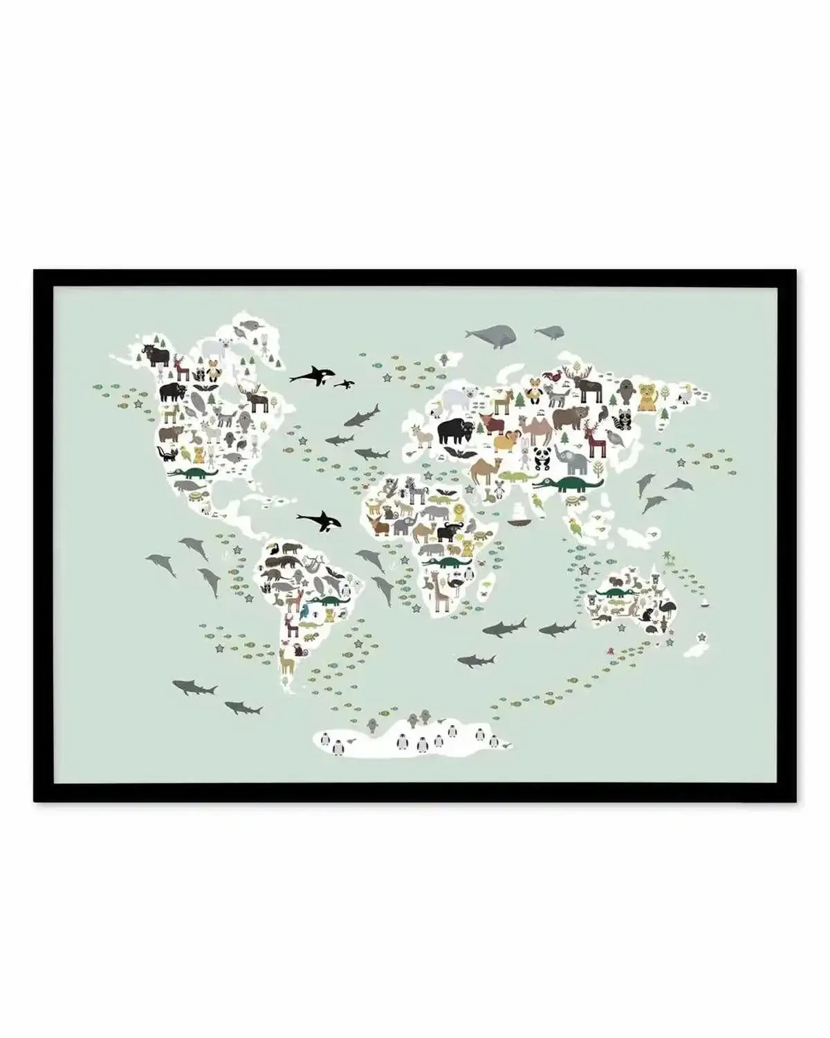 Animals of the World | Sage Art Print from Olive et Oriel where you can shop wallpaper and artworks online