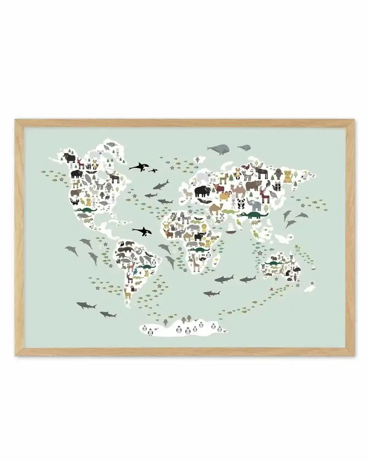 Animals of the World | Sage Art Print from Olive et Oriel where you can shop wallpaper and artworks online