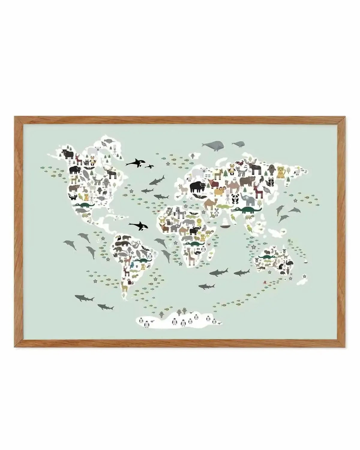Animals of the World | Sage Art Print from Olive et Oriel where you can shop wallpaper and artworks online