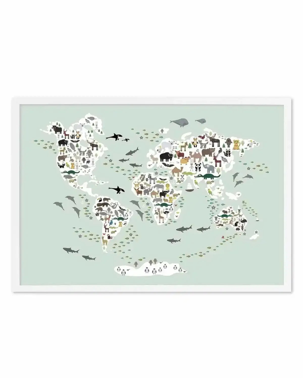 Animals of the World | Sage Art Print from Olive et Oriel where you can shop wallpaper and artworks online