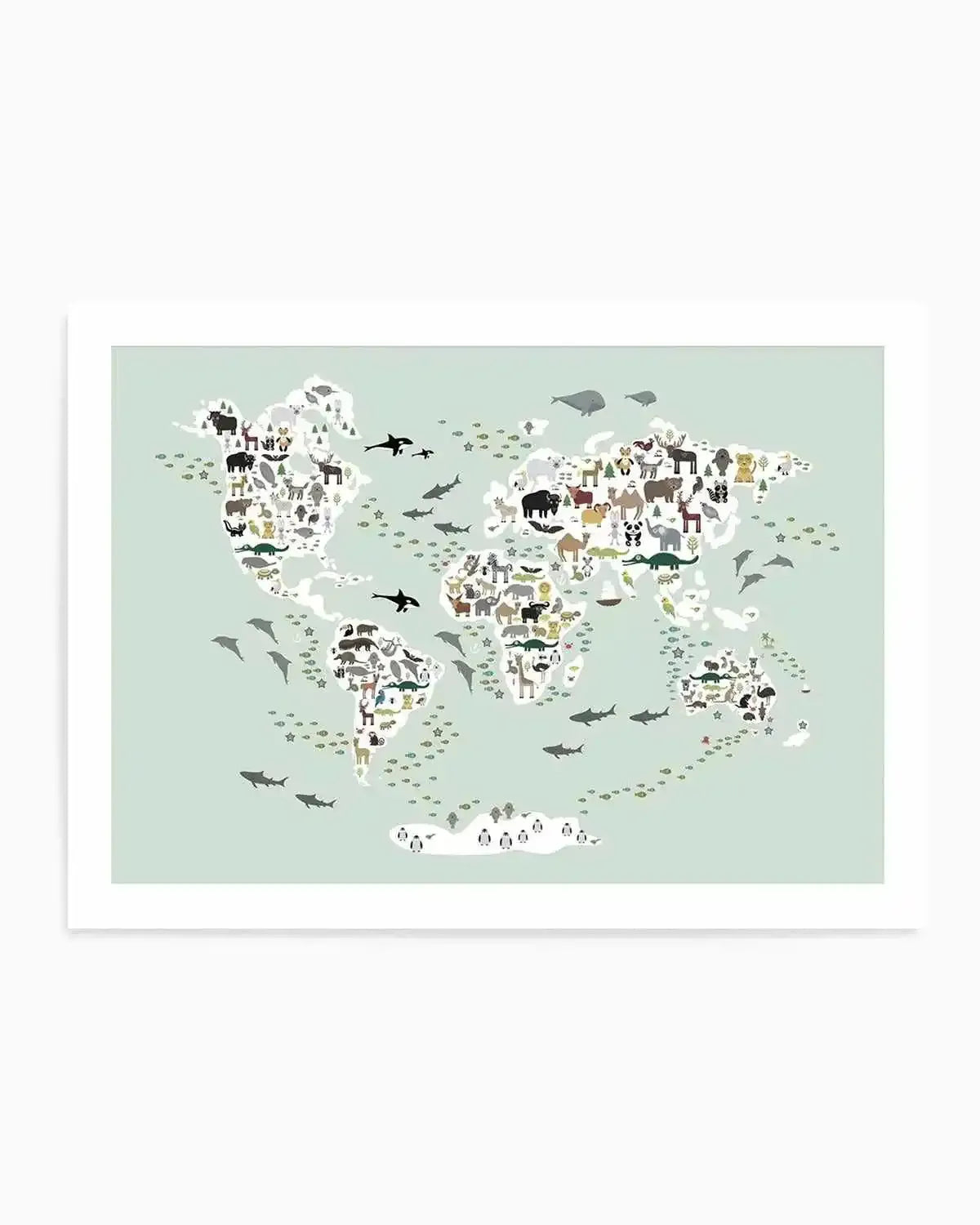 Animals of the World | Sage Art Print from Olive et Oriel where you can shop wallpaper and artworks online