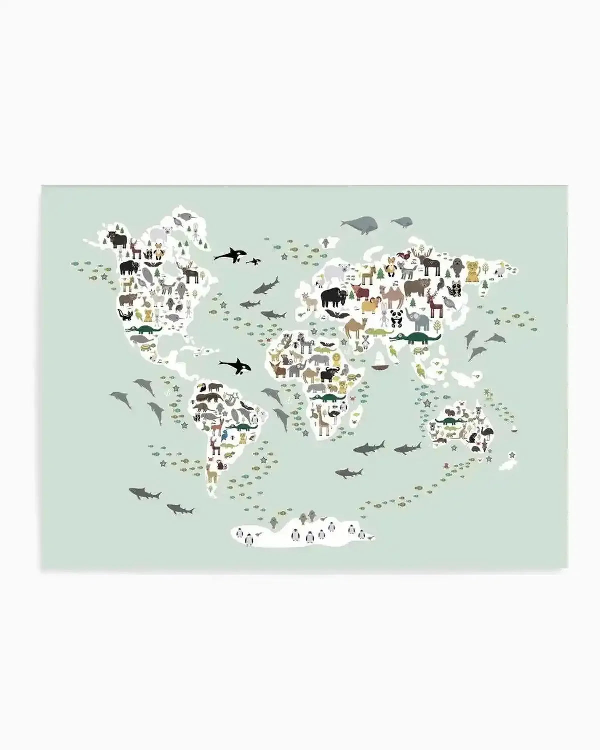 Animals of the World | Sage Art Print from Olive et Oriel where you can shop wallpaper and artworks online