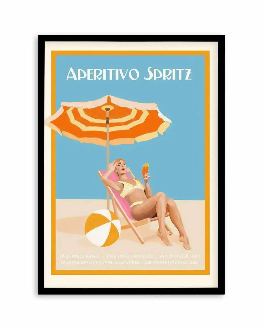 Aperitivo Spritz By Jenny Liz Rome Art Print blue orange vintage art print