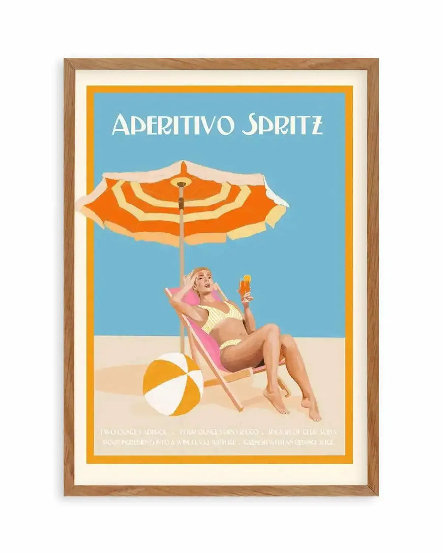 Aperitivo Spritz By Jenny Liz Rome Art Print blue orange vintage art print