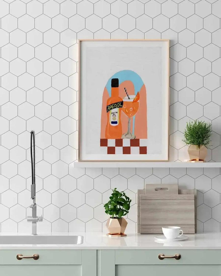 Aperol by Britney Turner Art Print from Olive et Oriel where you can shop wallpaper and artworks online