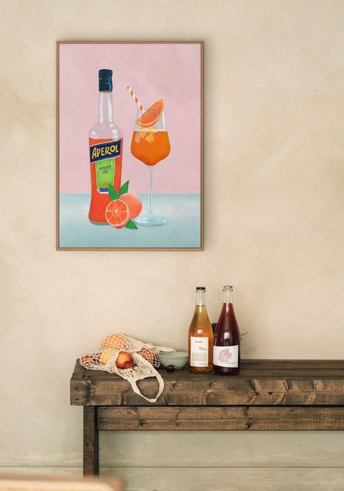 Aperol Spritz Cocktail by Petra Lizde | Framed Canvas Art Print
