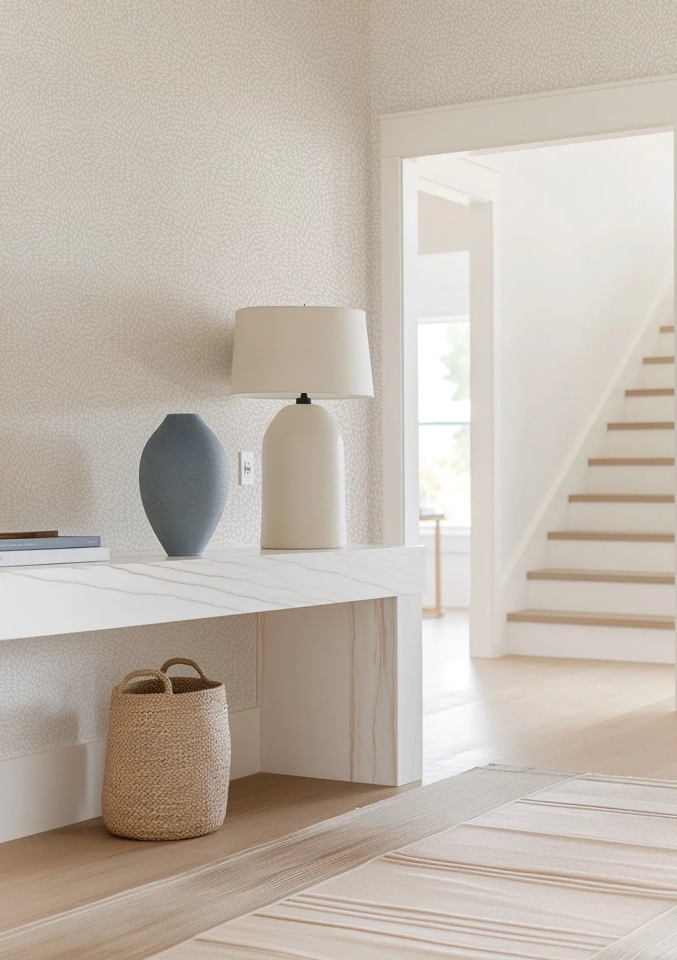 Aperol in White on Beige Wallpaper from Olive et Oriel where you can shop wallpaper and artworks online