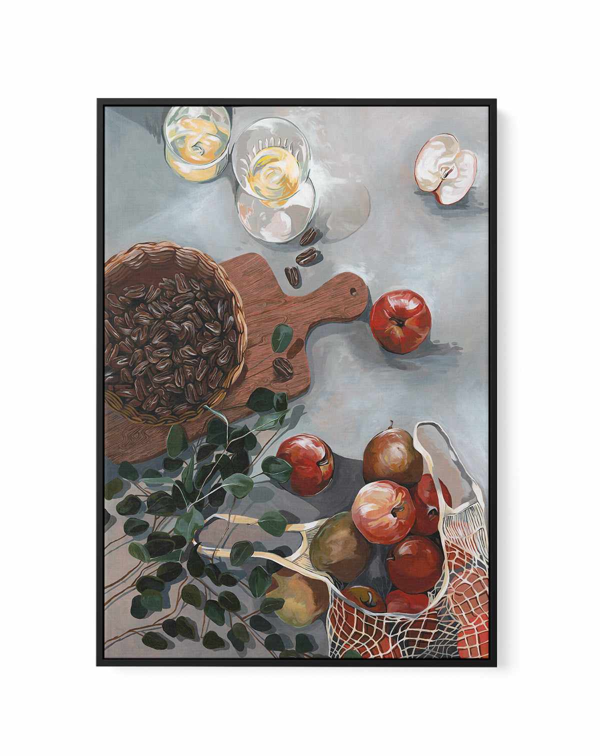 Apples and Walnuts by Cat Gerke | Framed Canvas Art Print