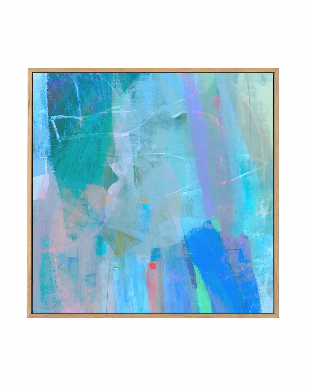 Aqua Strokes by Antonia Tzenova | Framed Canvas Art Print