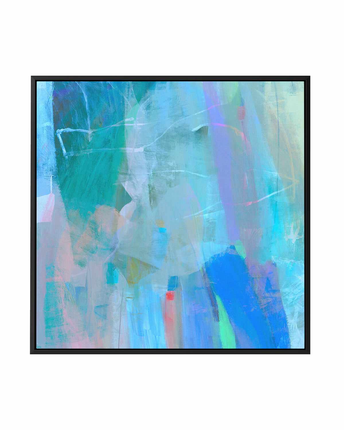 Aqua Strokes by Antonia Tzenova | Framed Canvas Art Print