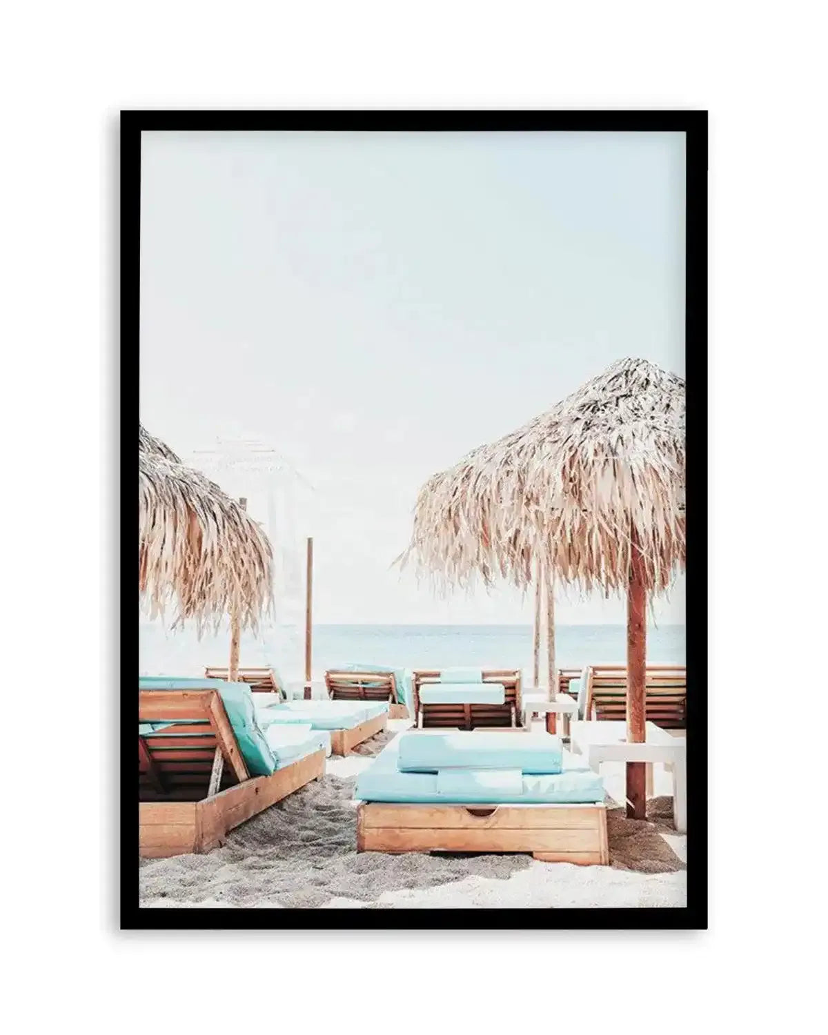 Aqua Sunlounges Art Print from Olive et Oriel where you can shop wallpaper and artworks online