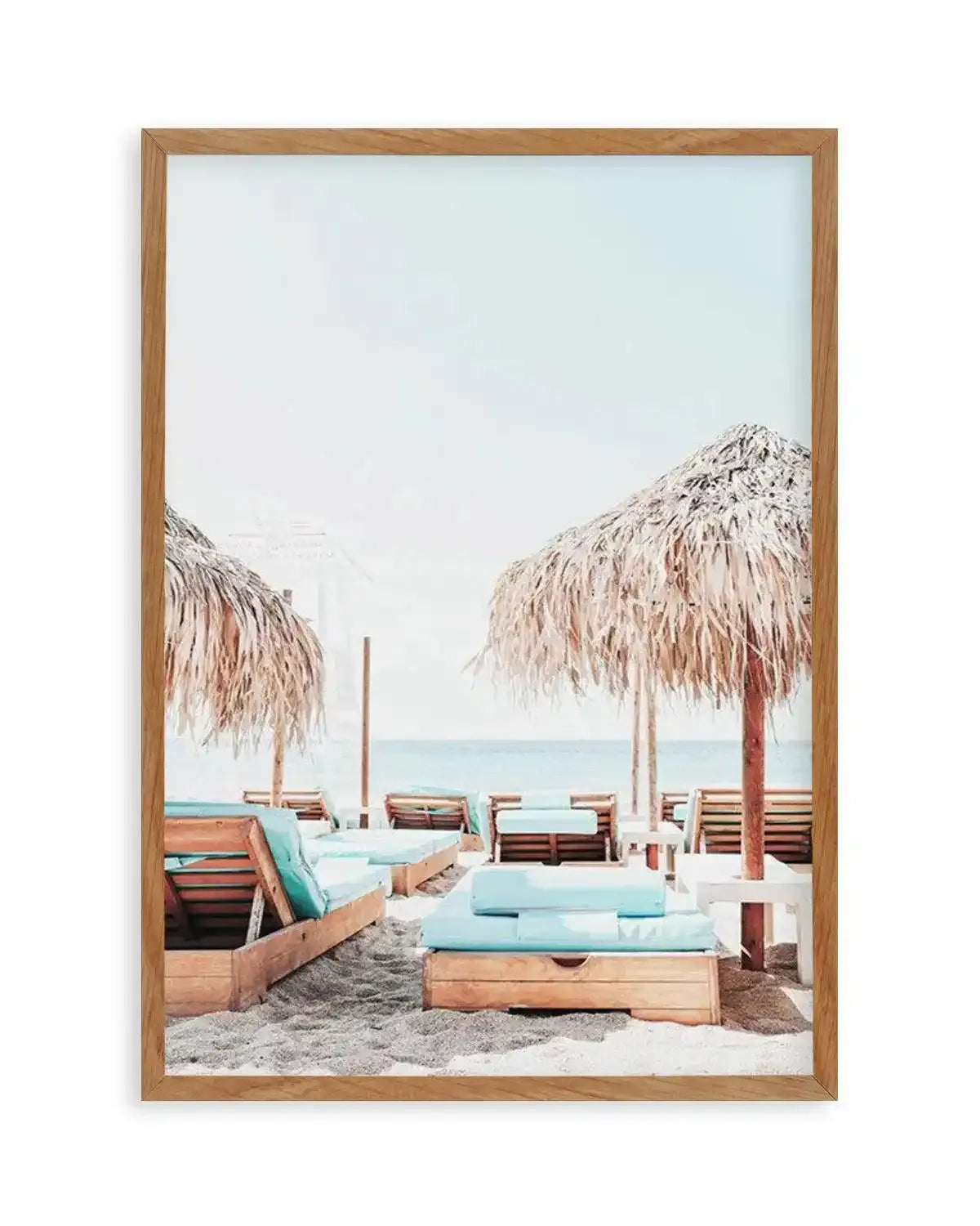 Aqua Sunlounges Art Print from Olive et Oriel where you can shop wallpaper and artworks online