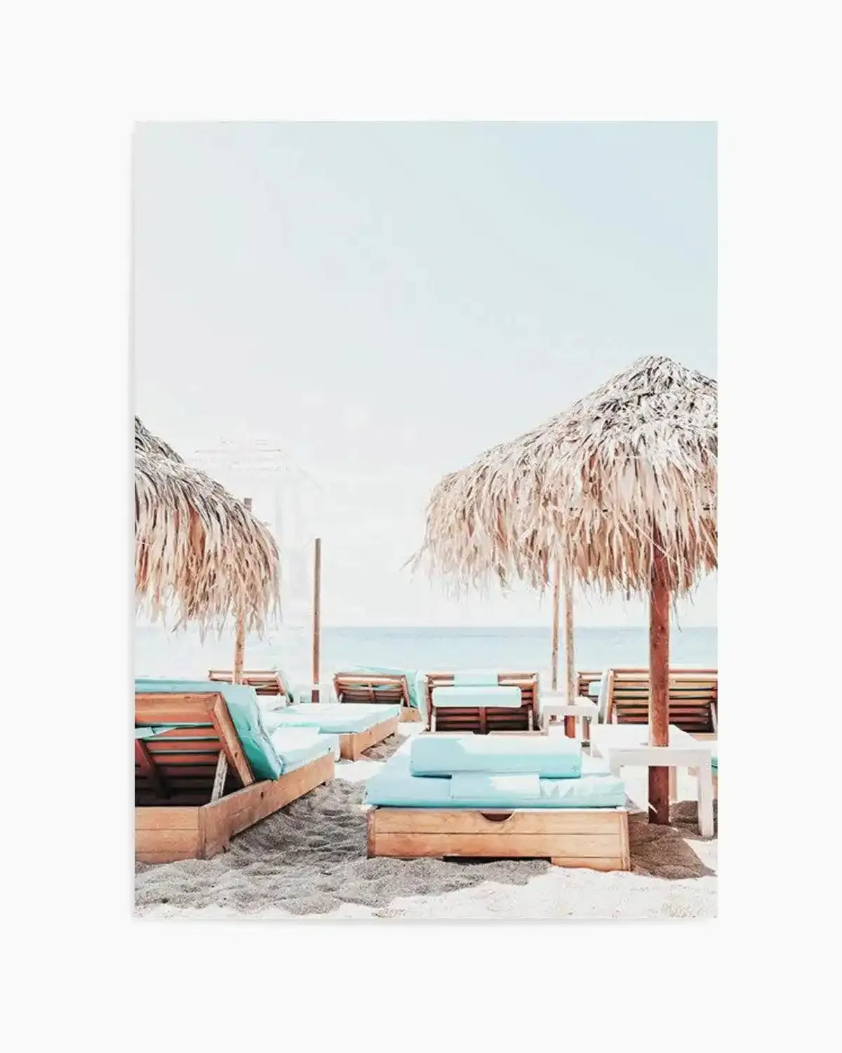 Aqua Sunlounges Art Print from Olive et Oriel where you can shop wallpaper and artworks online