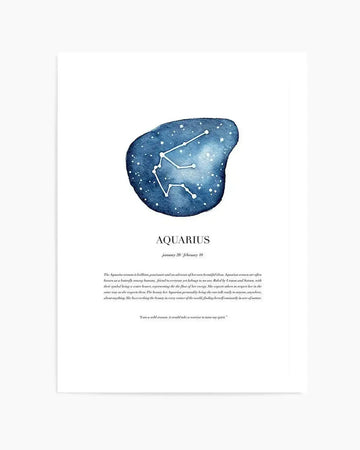 Aquarius | Watercolour Zodiac Art Print from Olive et Oriel where you can shop wallpaper and artworks online