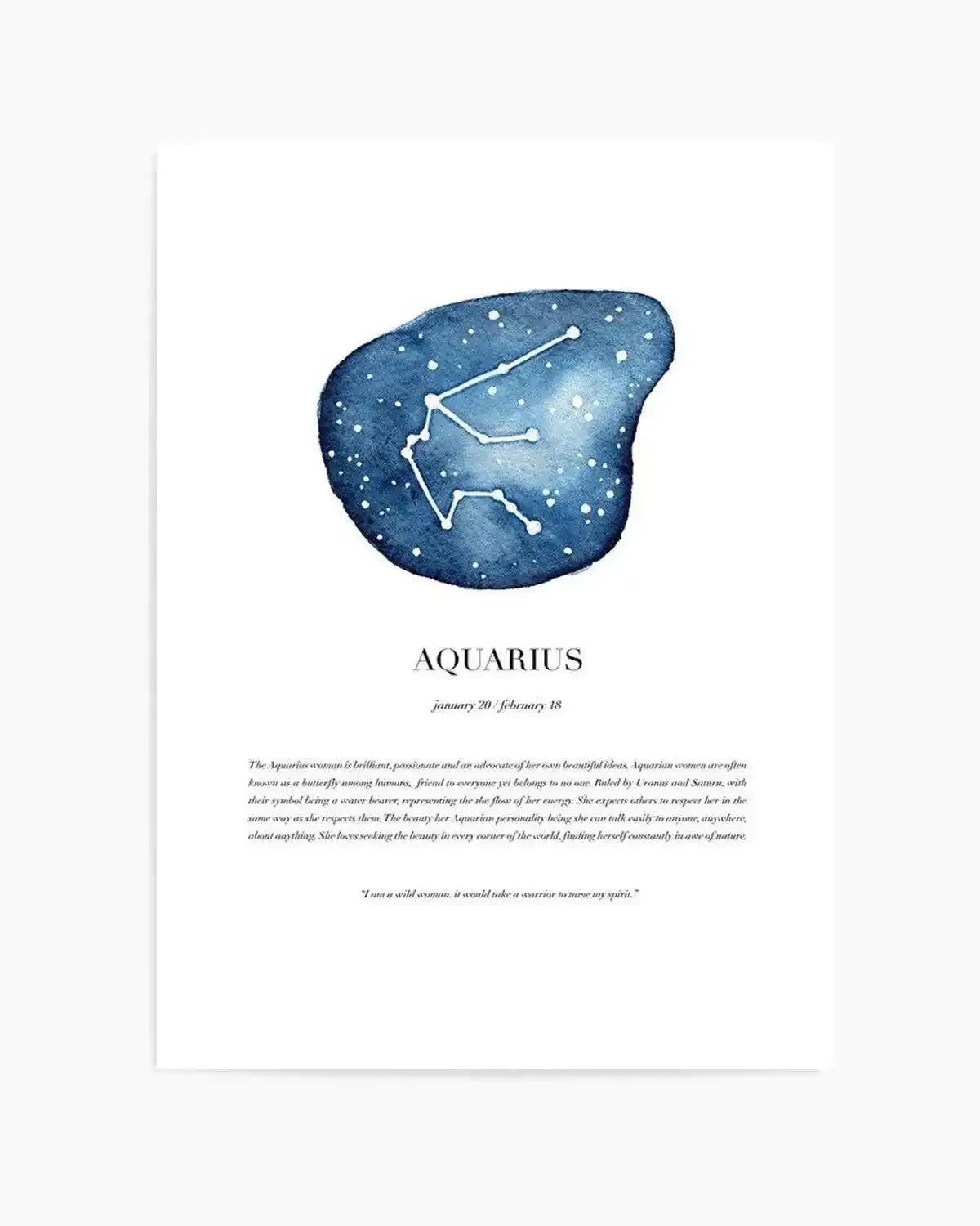 Aquarius | Watercolour Zodiac Art Print from Olive et Oriel where you can shop wallpaper and artworks online