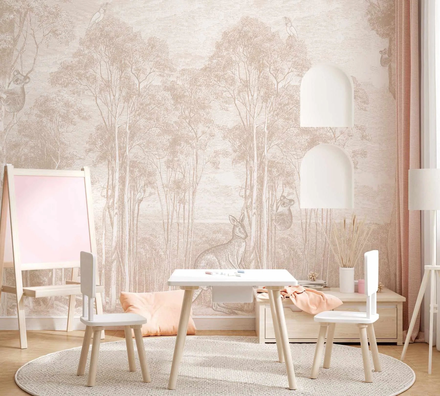 Australian Bush Animals Wallpaper Mural in Bark-Wallpaper-Buy Kids Removable Wallpaper Online Our Custom Made Children‚àö¬¢‚Äö√á¬®‚Äö√ë¬¢s Wallpapers Are A Fun Way To Decorate And Enhance Boys Bedroom Decor And Girls Bedrooms They Are An Amazing Addition To Your Kids Bedroom Walls Our Collection of Kids Wallpaper Is Sure To Transform Your Kids Rooms Interior Style From Pink Wallpaper To Dinosaur Wallpaper Even Marble Wallpapers For Teen Boys Shop Peel And Stick Wallpaper Online Today With Olive et Oriel