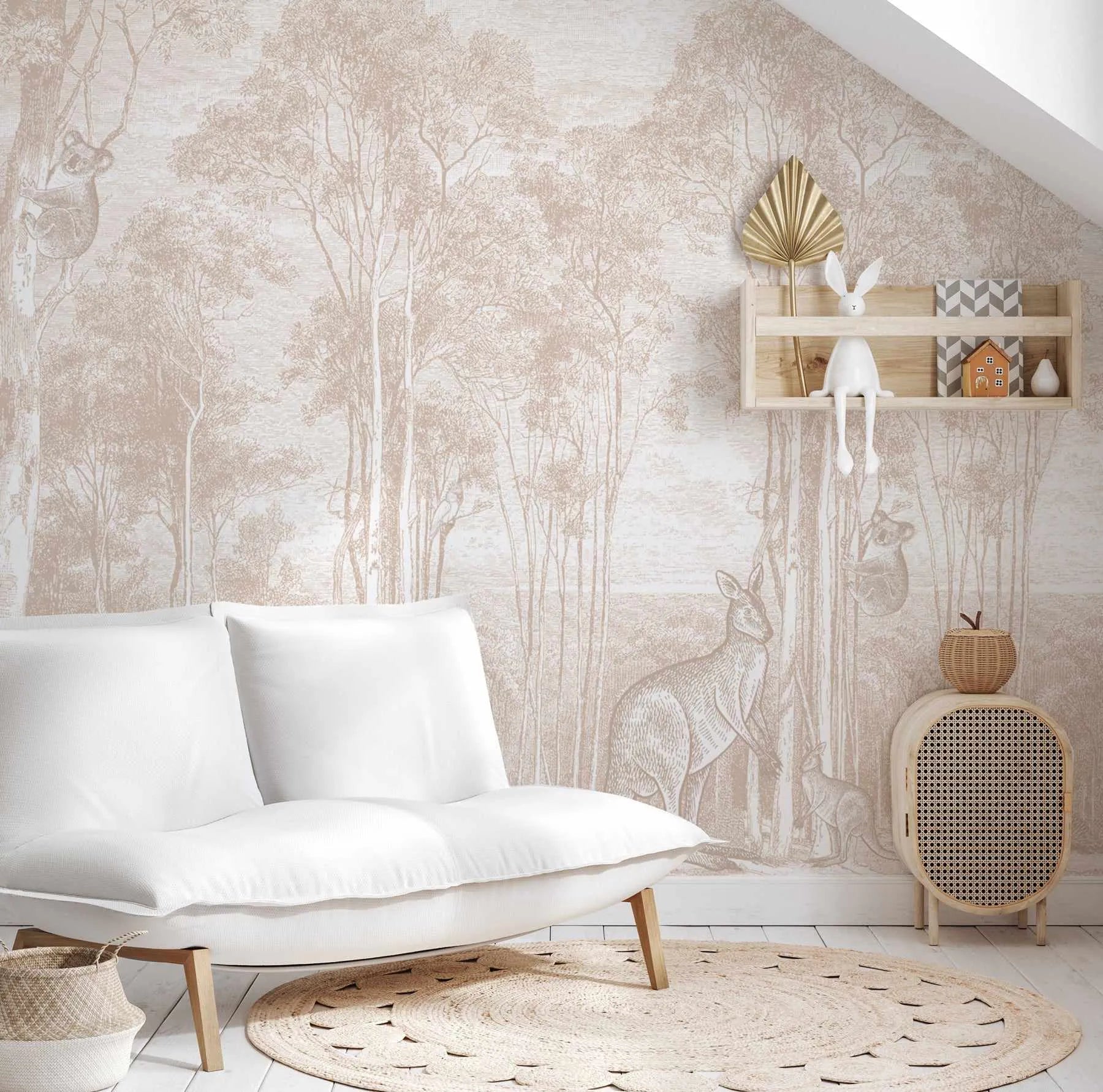 Australian Bush Animals Wallpaper Mural in Bark-Wallpaper-Buy Kids Removable Wallpaper Online Our Custom Made Children‚àö¬¢‚Äö√á¬®‚Äö√ë¬¢s Wallpapers Are A Fun Way To Decorate And Enhance Boys Bedroom Decor And Girls Bedrooms They Are An Amazing Addition To Your Kids Bedroom Walls Our Collection of Kids Wallpaper Is Sure To Transform Your Kids Rooms Interior Style From Pink Wallpaper To Dinosaur Wallpaper Even Marble Wallpapers For Teen Boys Shop Peel And Stick Wallpaper Online Today With Olive et Oriel