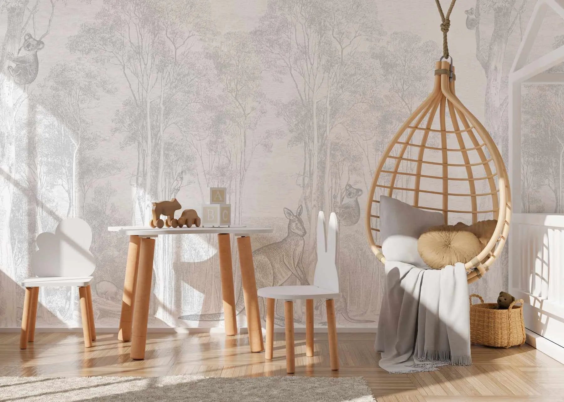 Australian Bush Animals Wallpaper Mural in Mist-Wallpaper-Buy Kids Removable Wallpaper Online Our Custom Made Children‚àö¬¢‚Äö√á¬®‚Äö√ë¬¢s Wallpapers Are A Fun Way To Decorate And Enhance Boys Bedroom Decor And Girls Bedrooms They Are An Amazing Addition To Your Kids Bedroom Walls Our Collection of Kids Wallpaper Is Sure To Transform Your Kids Rooms Interior Style From Pink Wallpaper To Dinosaur Wallpaper Even Marble Wallpapers For Teen Boys Shop Peel And Stick Wallpaper Online Today With Olive et Oriel