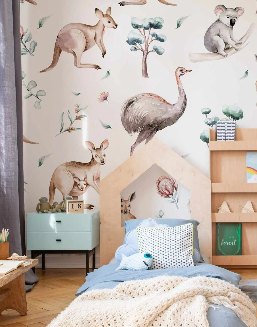 Australian Wildlife Wallpaper-Wallpaper-Buy Kids Removable Wallpaper Online Our Custom Made Children‚àö¬¢‚Äö√á¬®‚Äö√ë¬¢s Wallpapers Are A Fun Way To Decorate And Enhance Boys Bedroom Decor And Girls Bedrooms They Are An Amazing Addition To Your Kids Bedroom Walls Our Collection of Kids Wallpaper Is Sure To Transform Your Kids Rooms Interior Style From Pink Wallpaper To Dinosaur Wallpaper Even Marble Wallpapers For Teen Boys Shop Peel And Stick Wallpaper Online Today With Olive et Oriel
