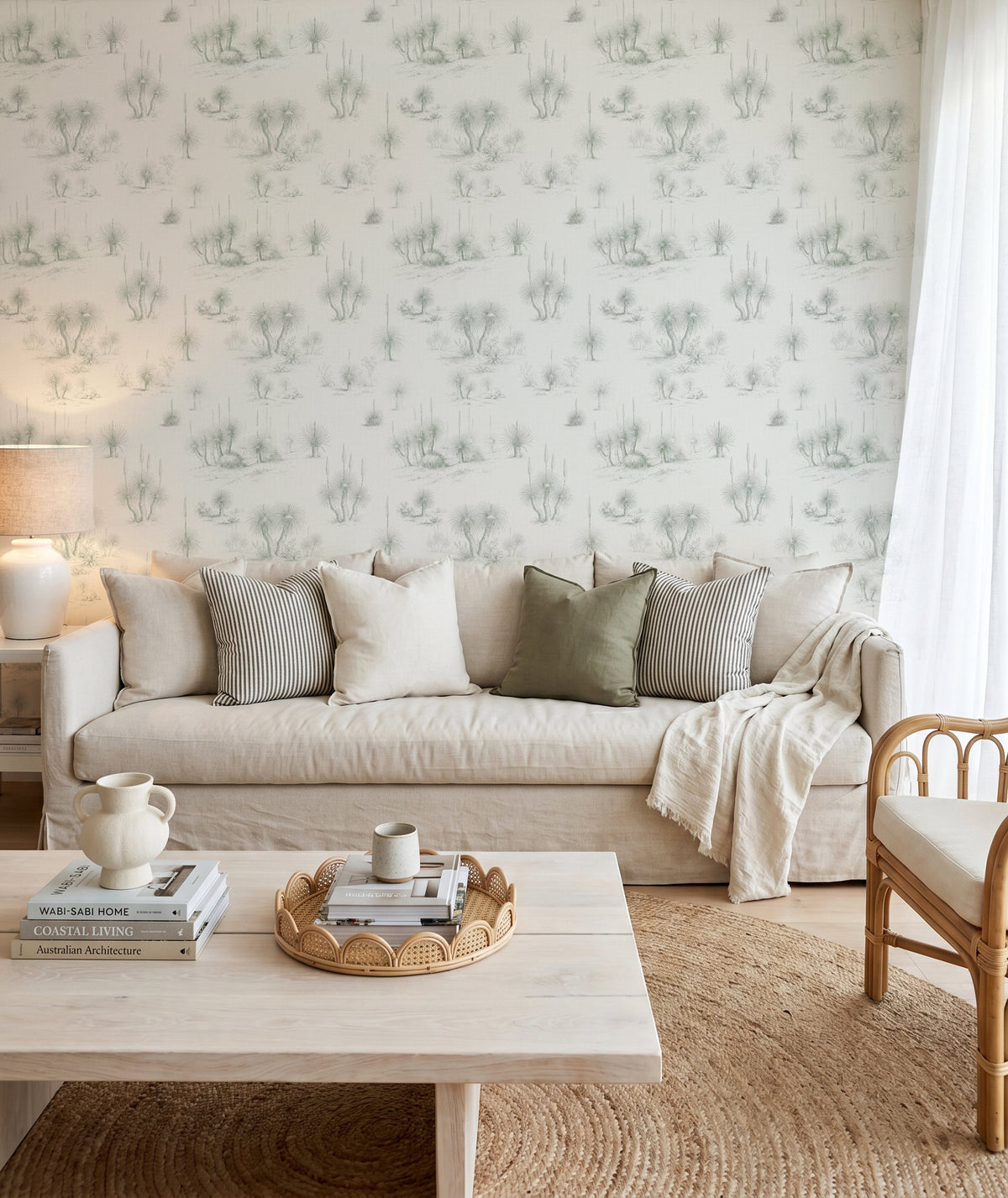 Australian Grass Trees Toile de Jouy Wallpaper