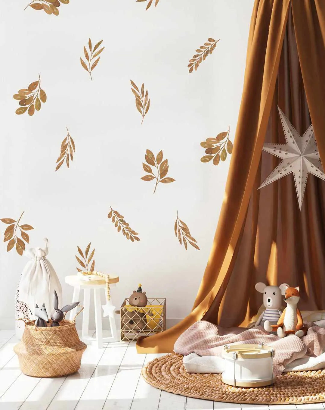 Autumn Leaves Decal Set-Decals-Olive et Oriel-Decorate your kids bedroom wall decor with removable wall decals, these fabric kids decals are a great way to add colour and update your children's bedroom. Available as girls wall decals or boys wall decals, there are also nursery decals.