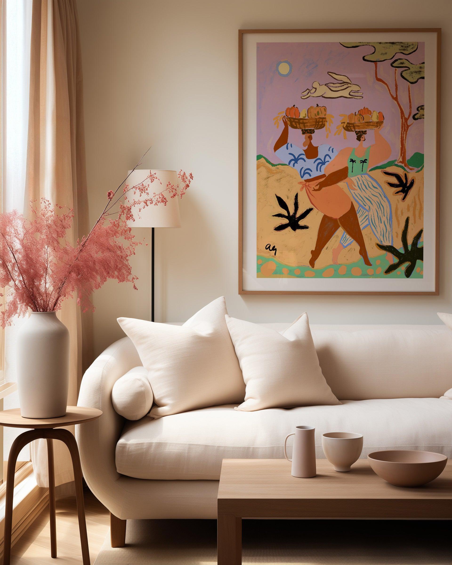 Autumn Sisters by Arty Guava | Art Print from Olive et Oriel where you can shop wallpaper and artworks online