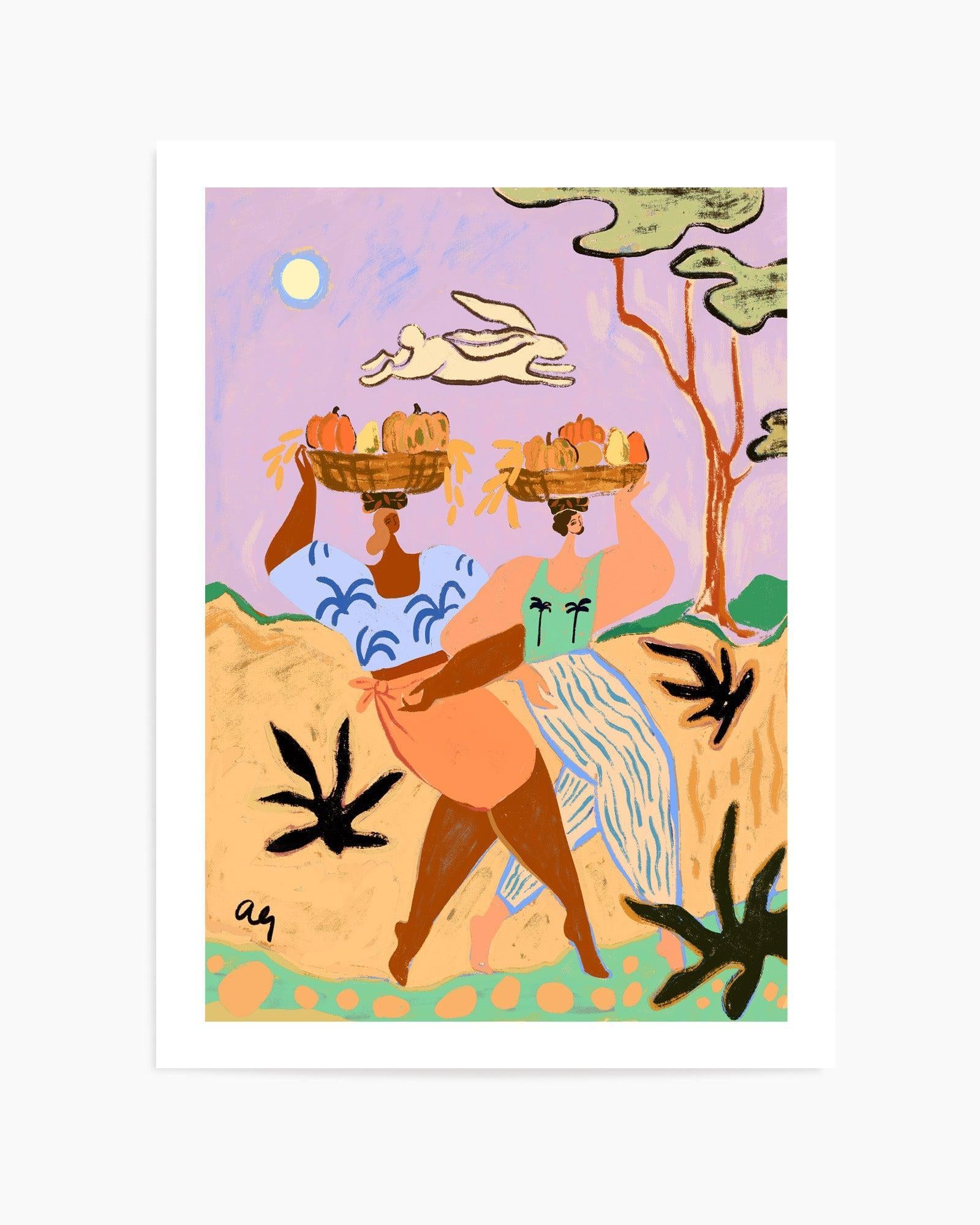 Autumn Sisters by Arty Guava | Art Print from Olive et Oriel where you can shop wallpaper and artworks online