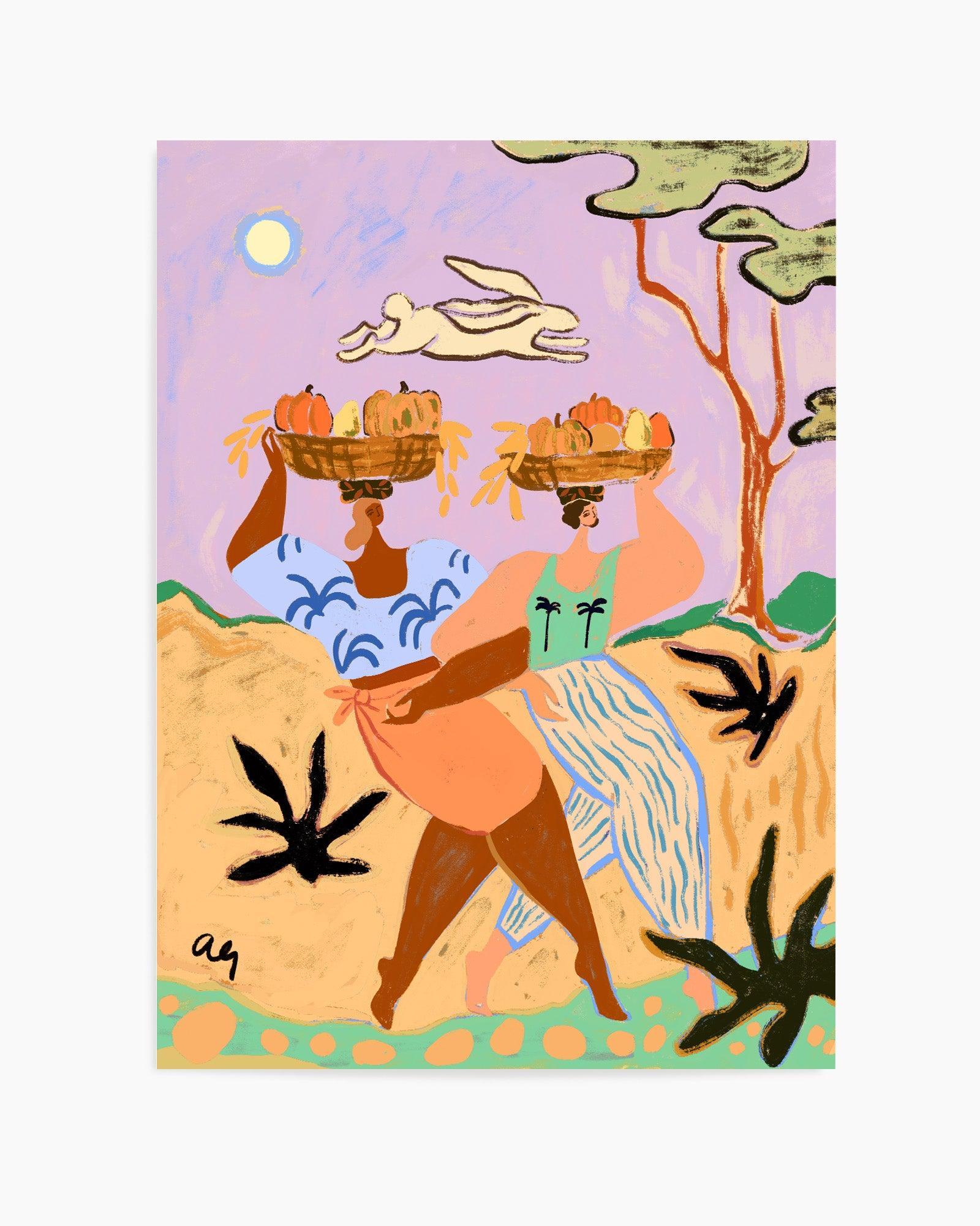 Autumn Sisters by Arty Guava | Art Print from Olive et Oriel where you can shop wallpaper and artworks online