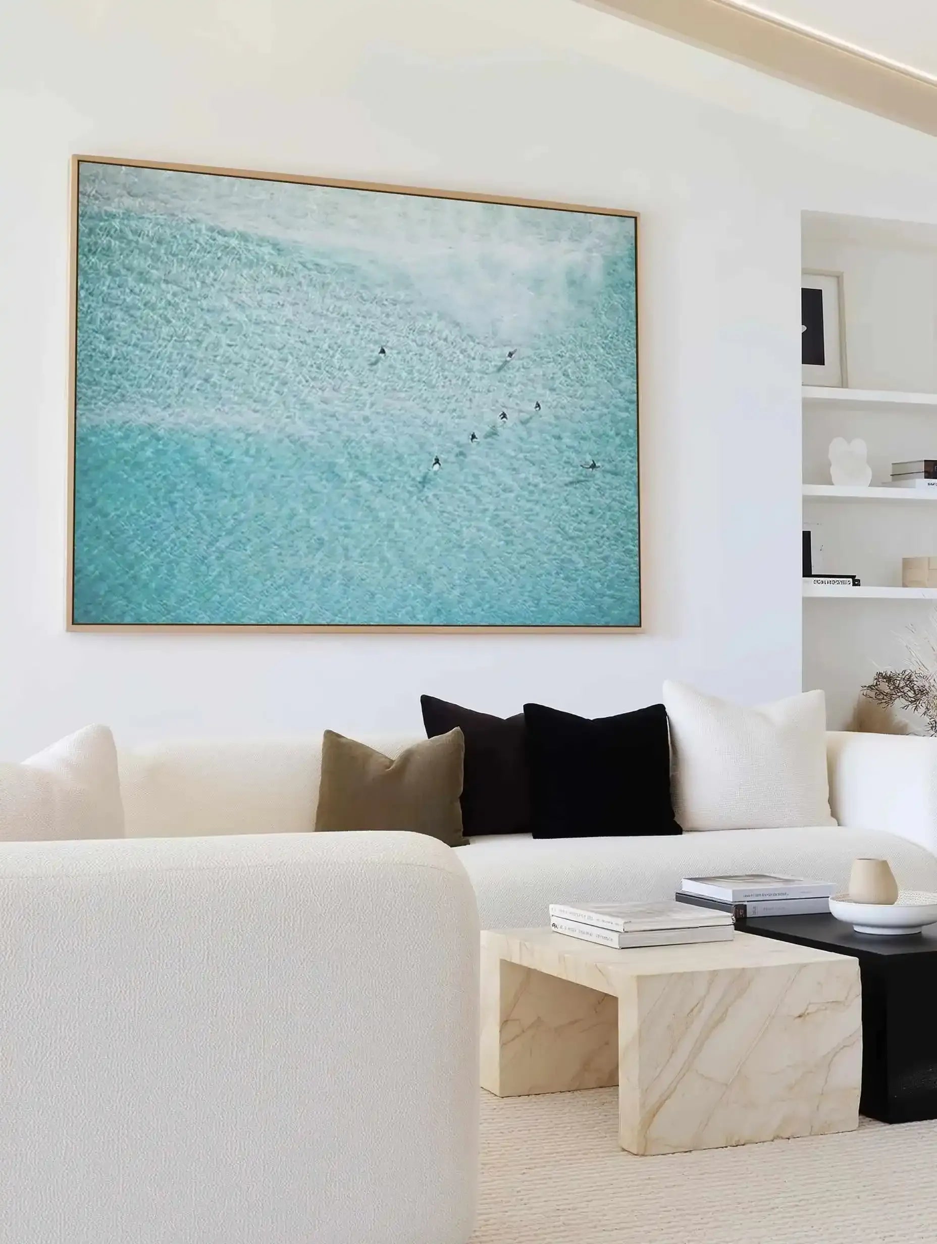 Azure Waters, Bondi | Aerial Photo Wall Framed Canvas Art Print from Olive et Oriel where you can shop wallpaper and artworks online