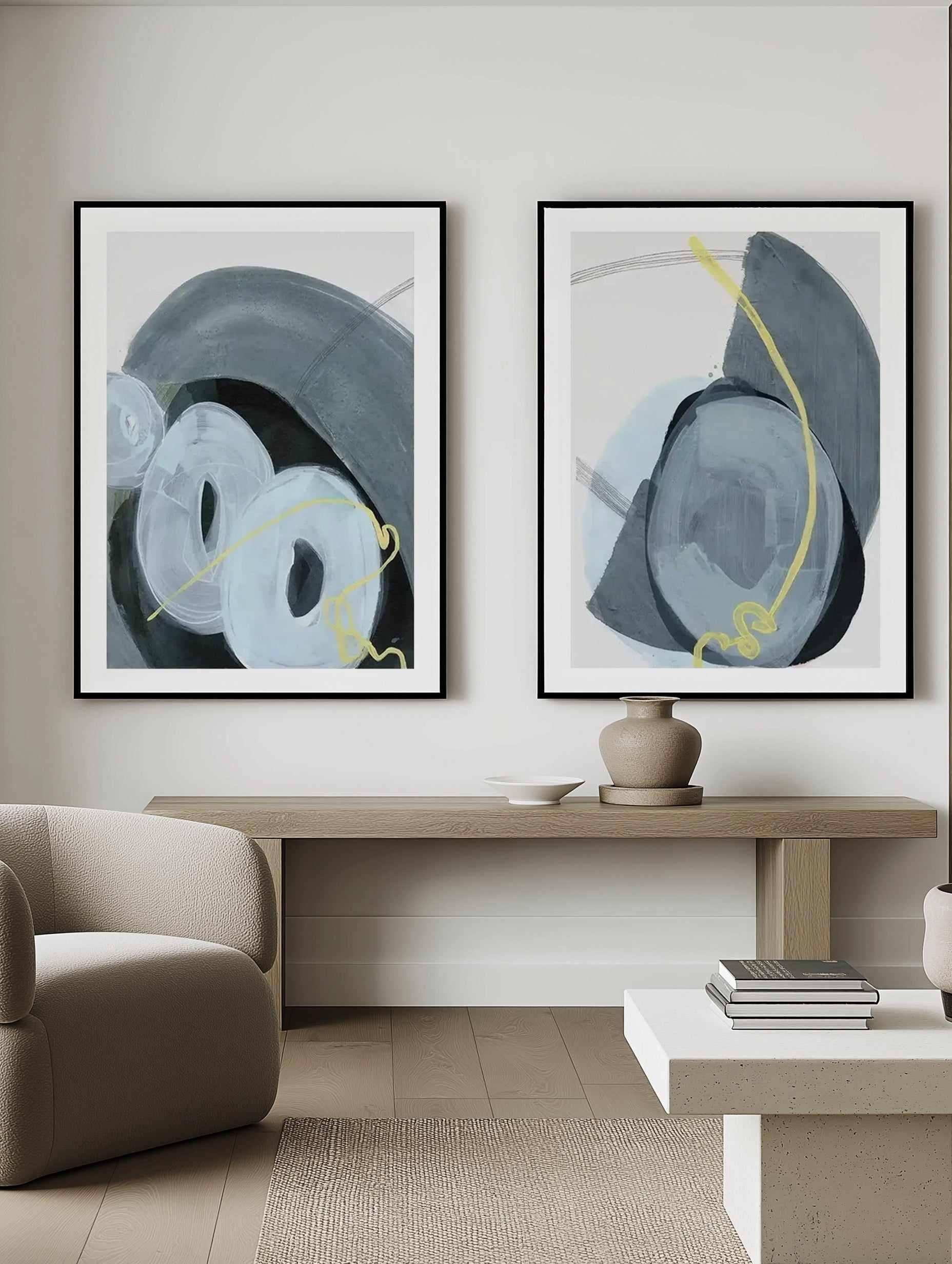 Azure Luxe I & II Art Print Set of 2 | Matching Wall Art from Olive et Oriel where you can shop wallpaper and artworks online