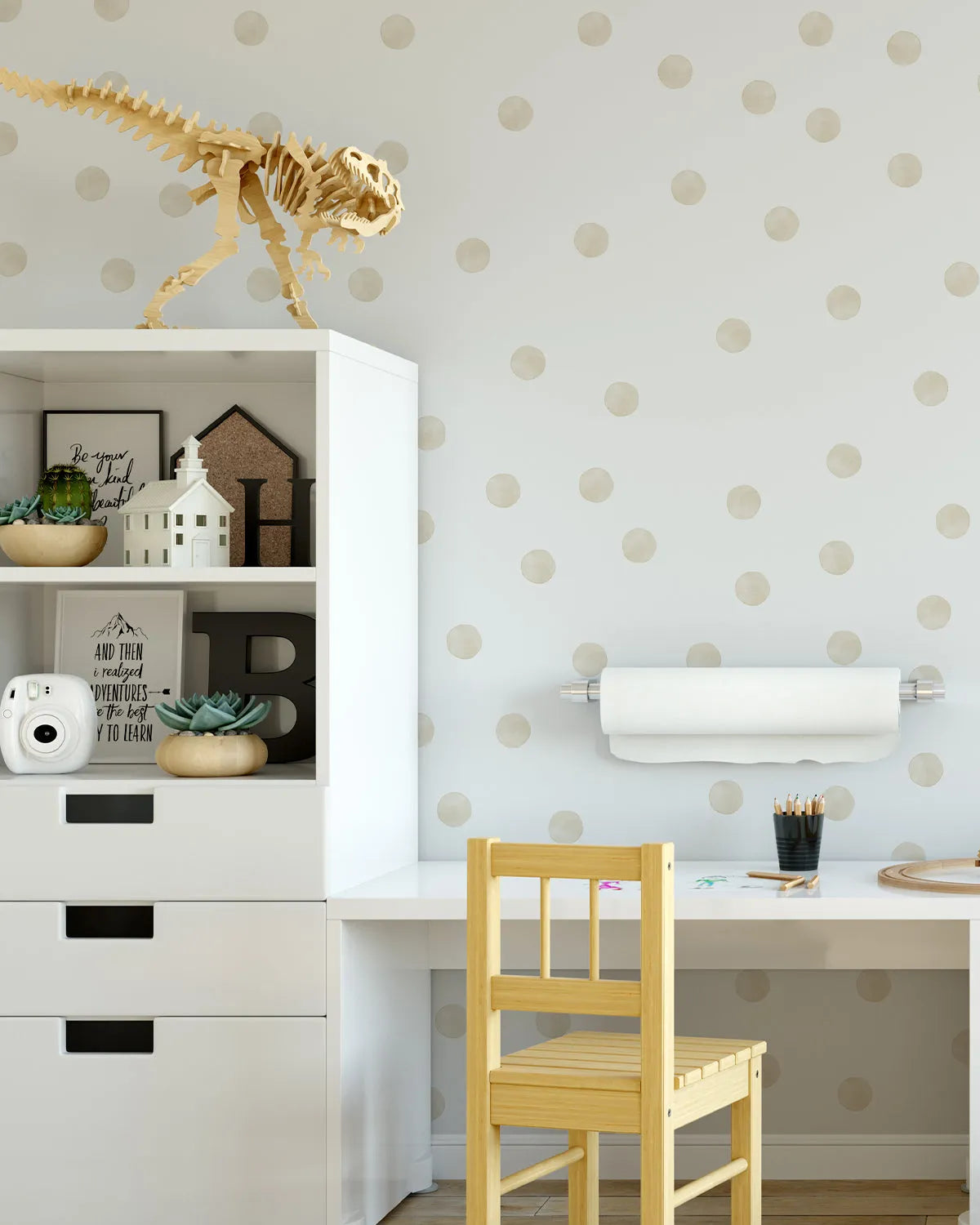 Beige Watercolour Dots Decal Set from Olive et Oriel where you can shop wallpaper and artworks online
