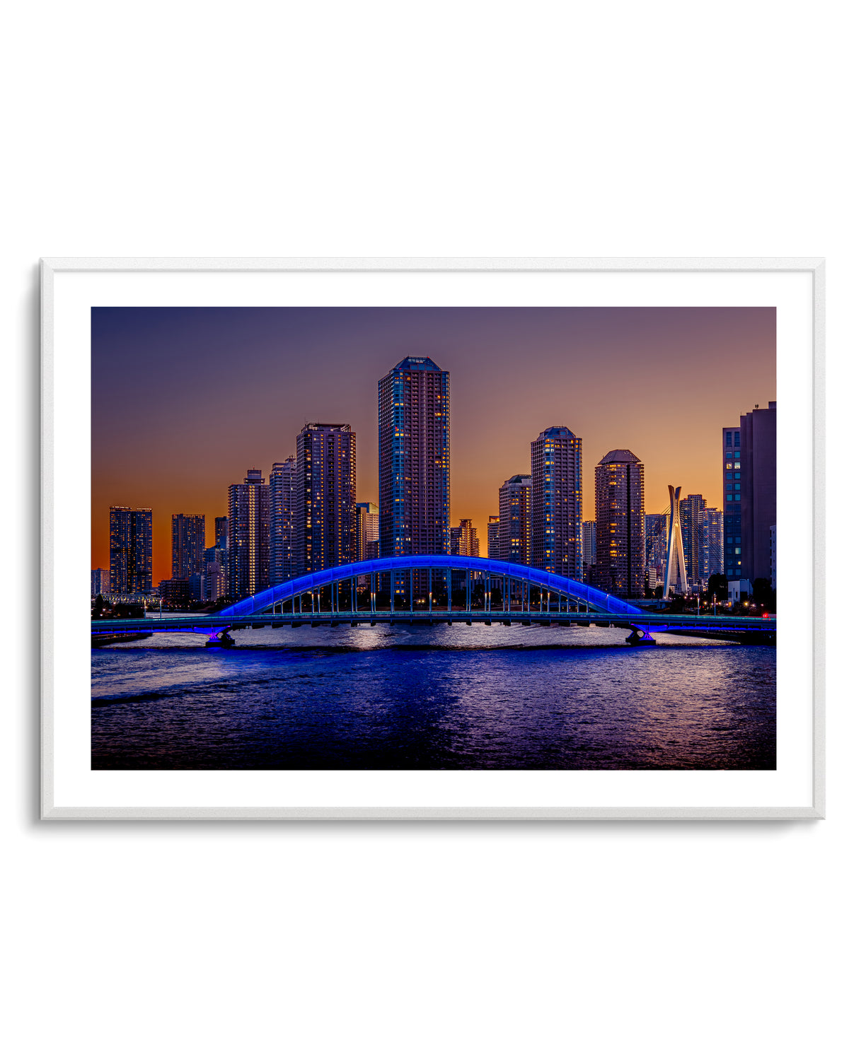 Blue Bridge City Dusk by Masaki Kaneko | Art Print