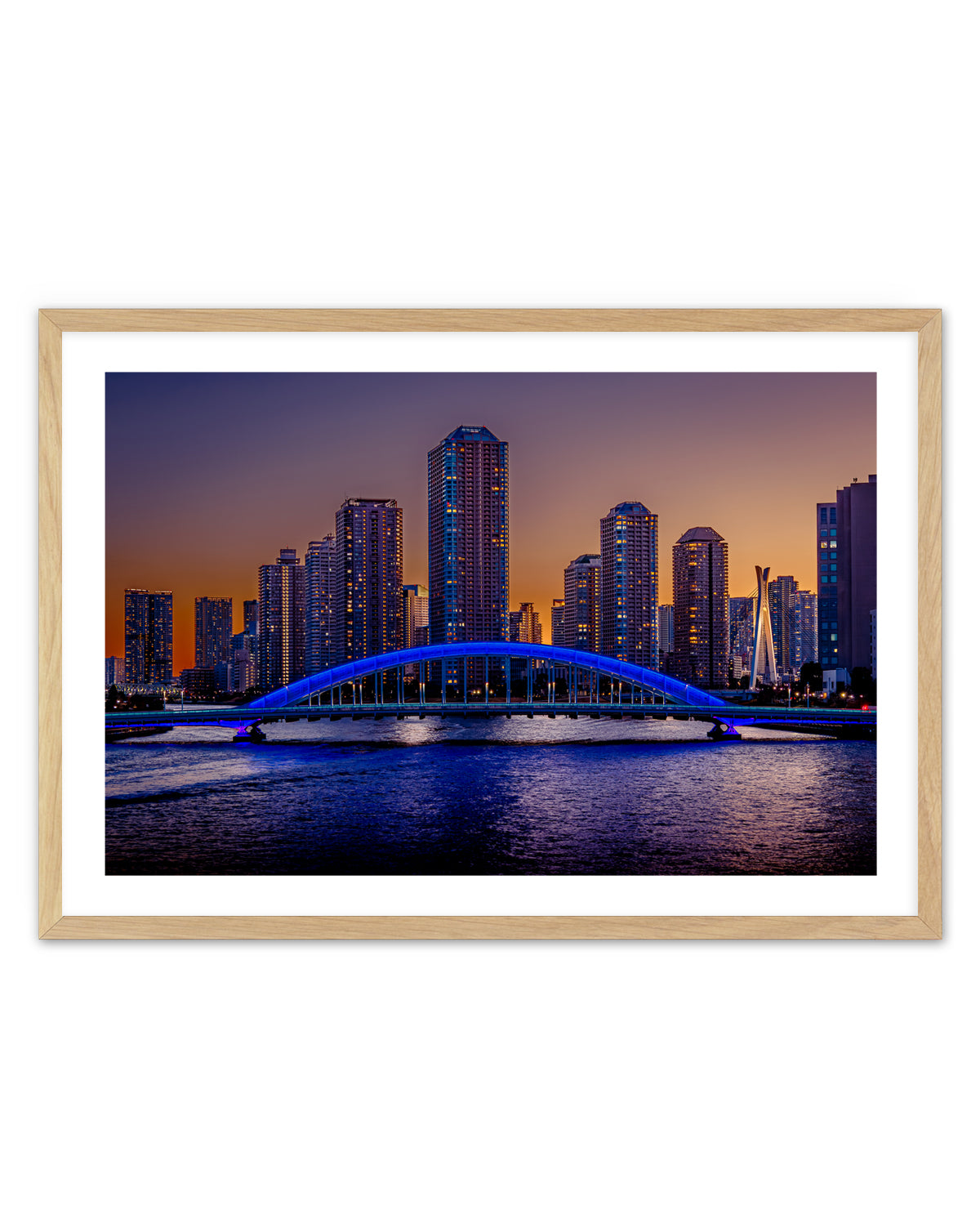 Blue Bridge City Dusk by Masaki Kaneko | Art Print