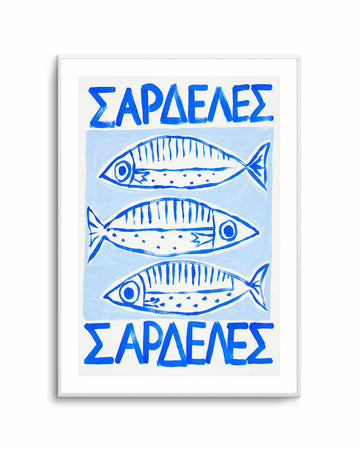 Blue Sardines by Teena Zerefos | Art Print from Olive et Oriel where you can shop wallpaper and artworks online