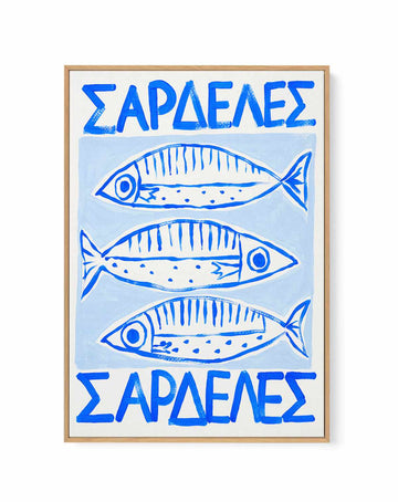 Blue Sardines by Teena Zerefos | Framed Canvas Art Print from Olive et Oriel where you can shop wallpaper and artworks online