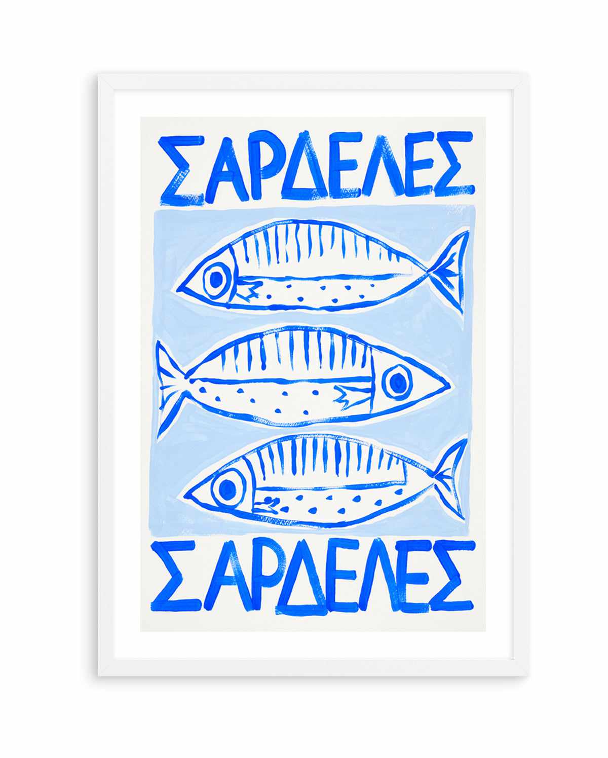 Illustrated Wall Art Print Blue Sardines by Teena Zerefos – Olive