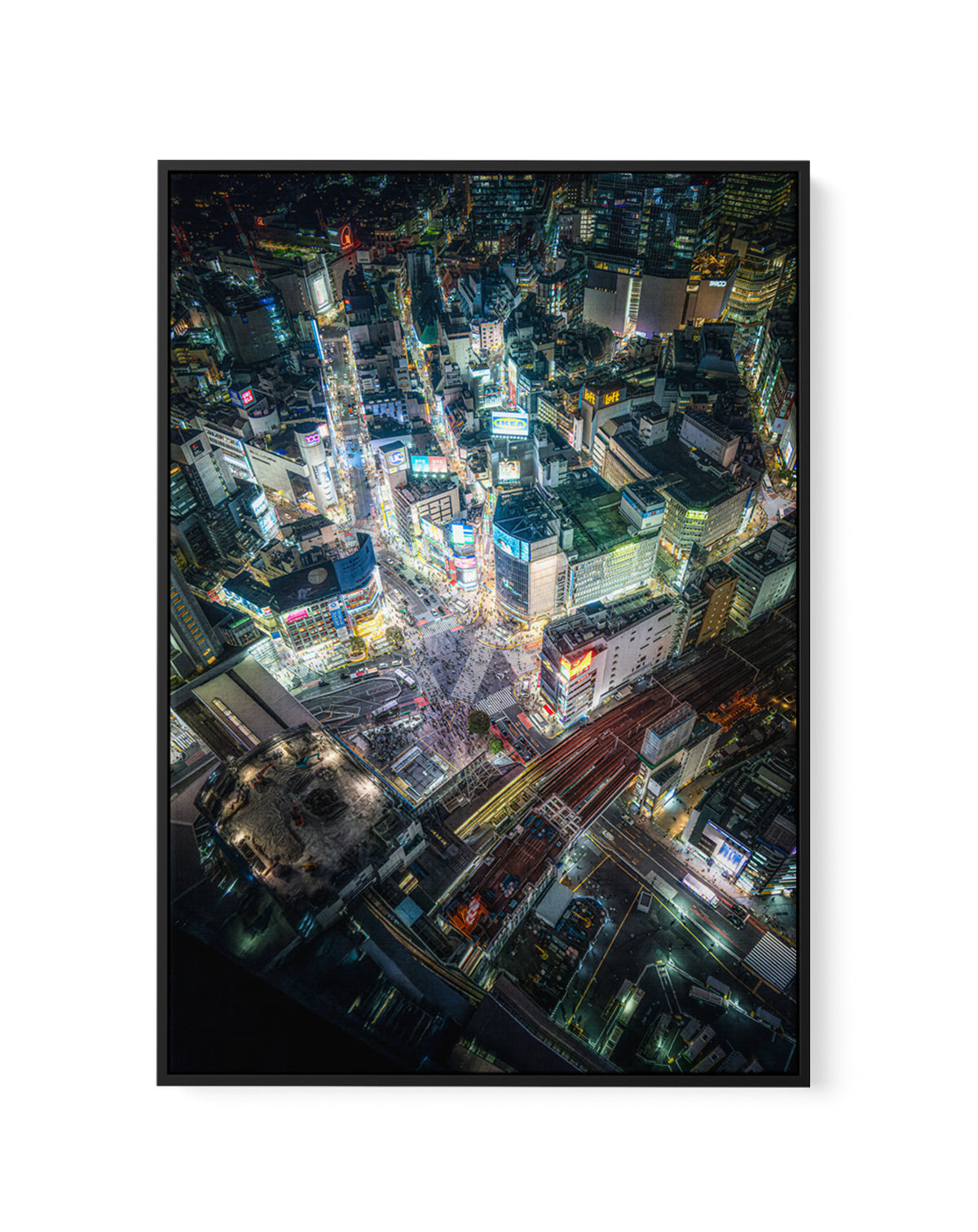 Bustling City Night Lights by Naka | Framed Canvas Art Print