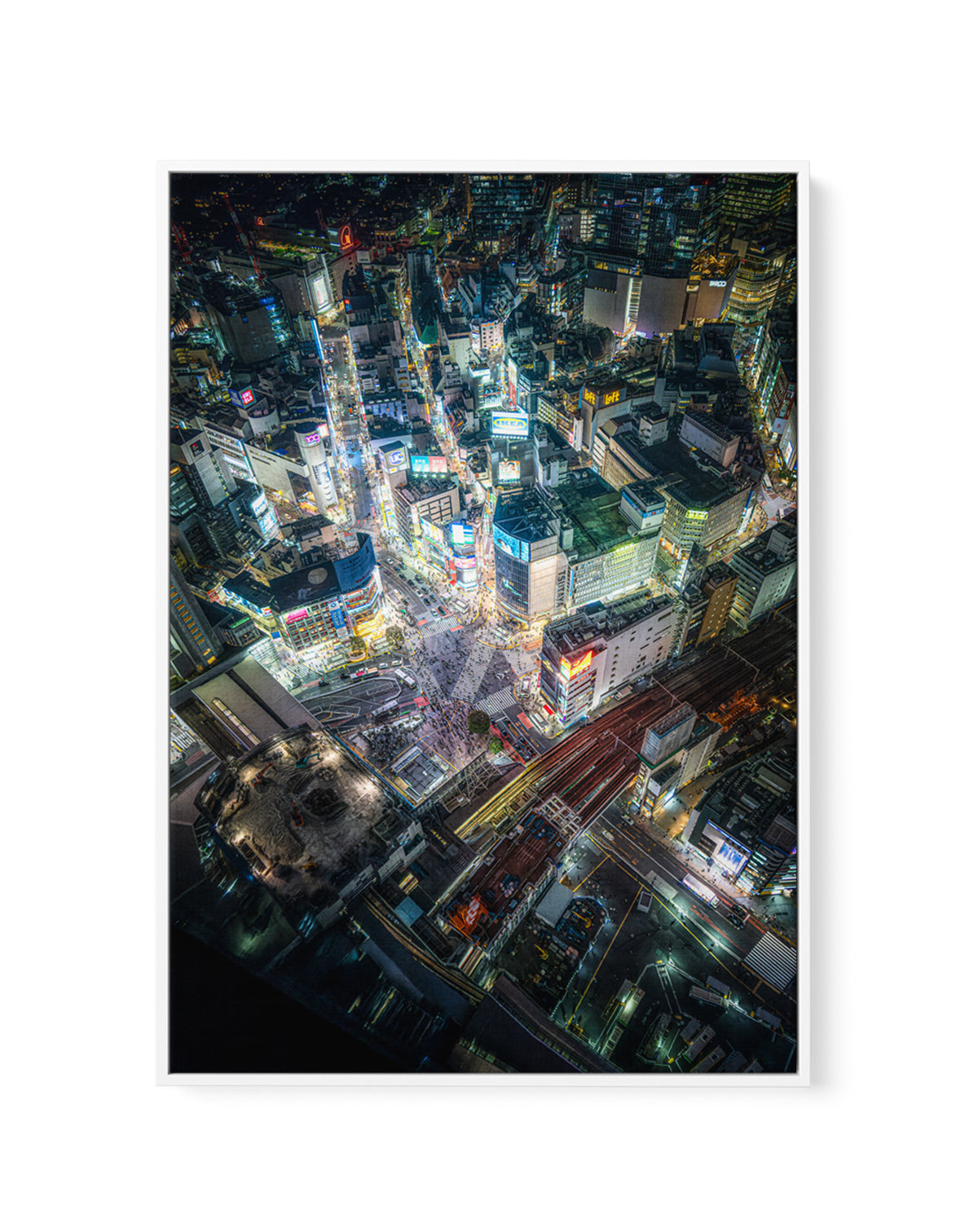 Bustling City Night Lights by Naka | Framed Canvas Art Print