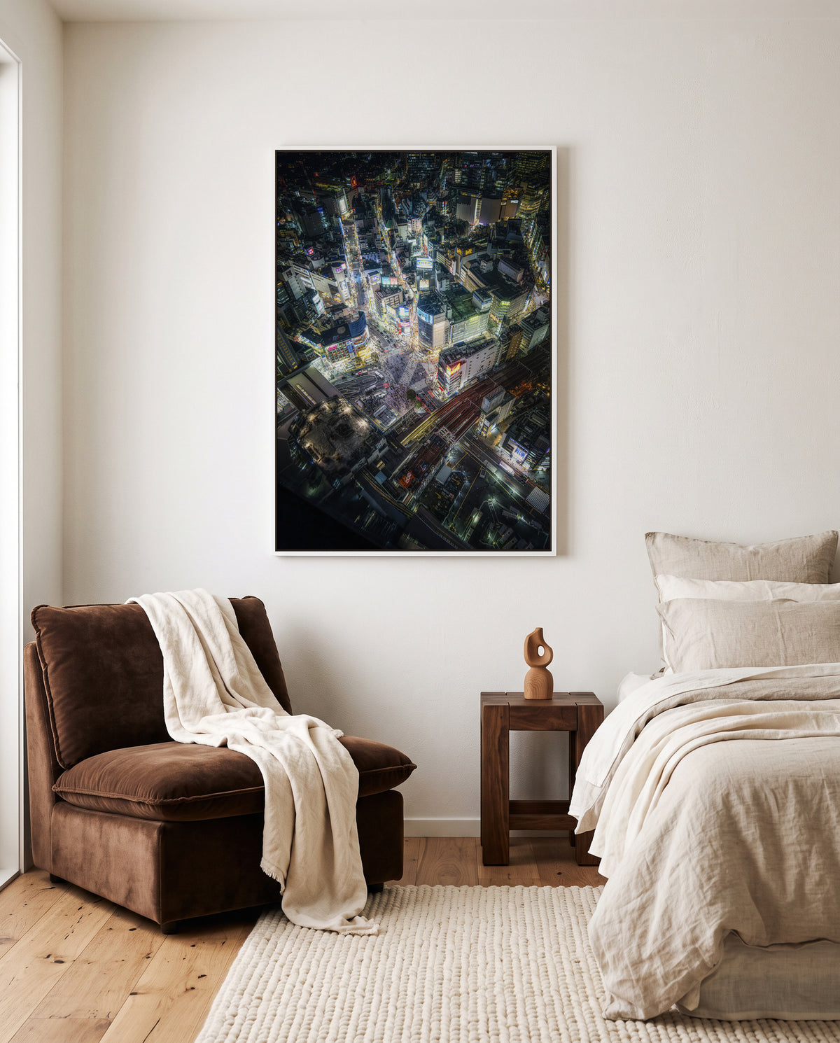 Bustling City Night Lights by Naka | Framed Canvas Art Print