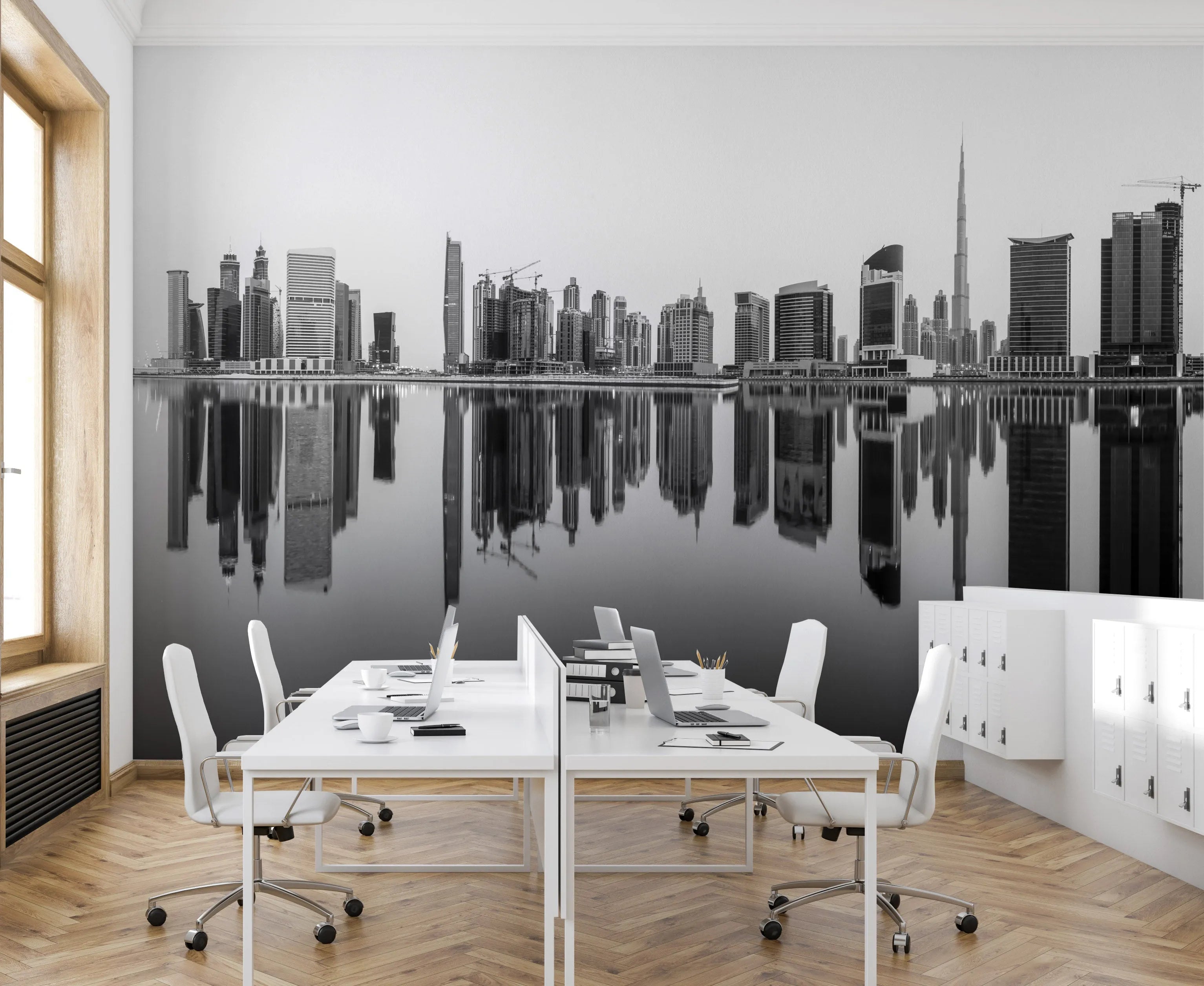 Dubai City Skyline Photo Mural Wallpaper from Olive et Oriel where you can shop wallpaper and artworks online
