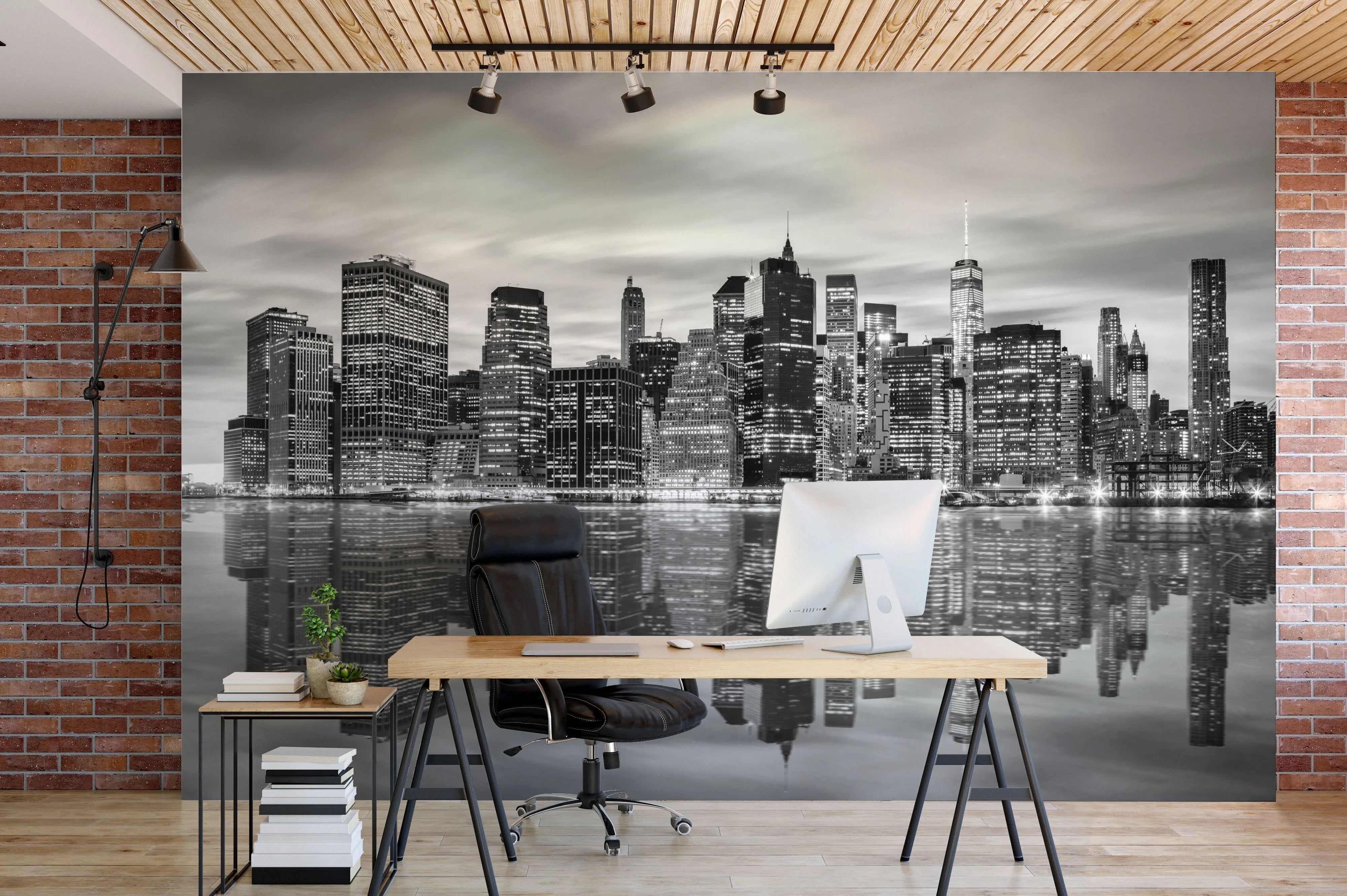 Manhattan Reflections Photo Mural Wallpaper from Olive et Oriel where you can shop wallpaper and artworks online