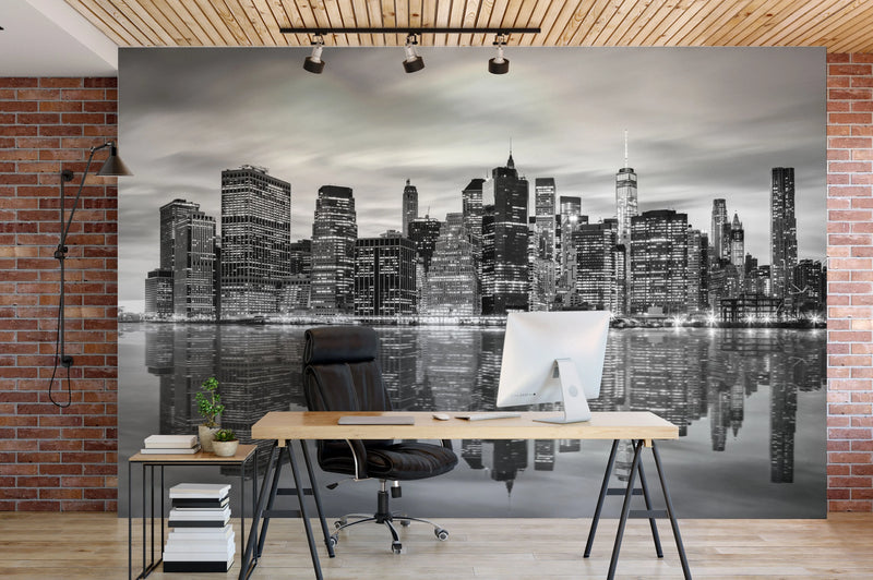 Manhattan Reflections Photo Mural Wallpaper from Olive et Oriel where you can shop wallpaper and artworks online