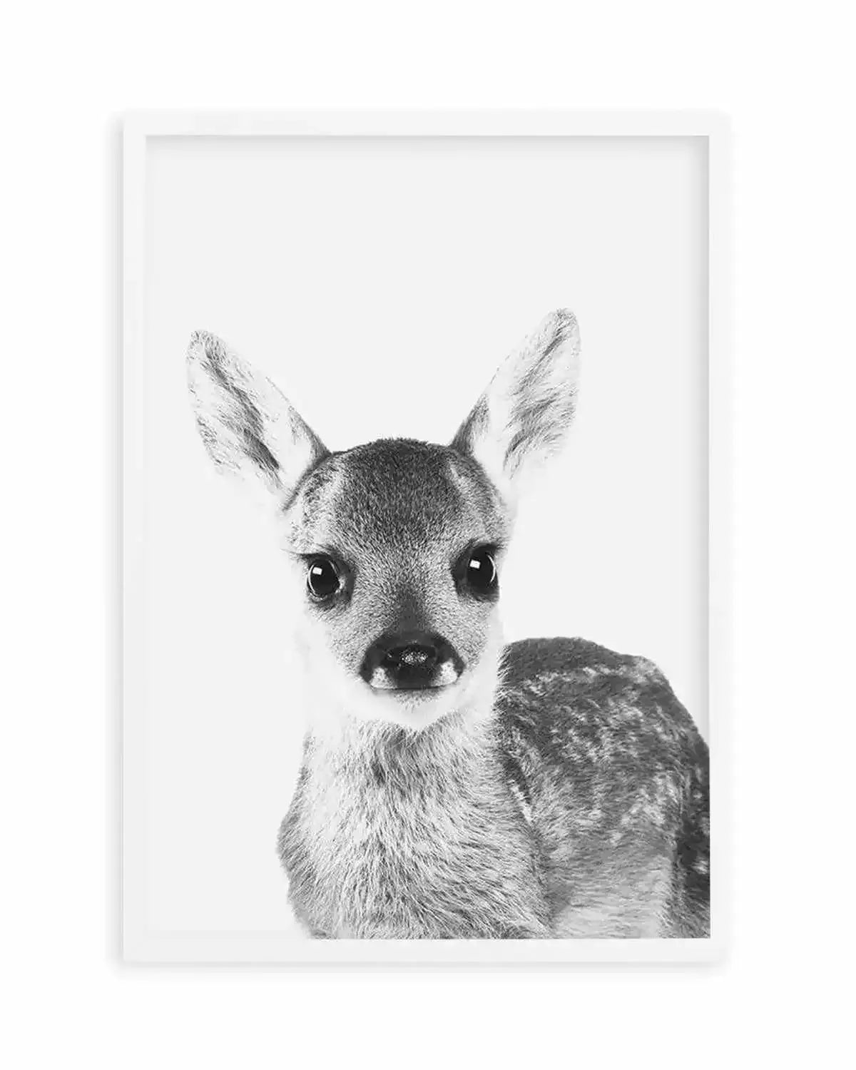Baby Deer | B&W Art Print from Olive et Oriel where you can shop wallpaper and artworks online